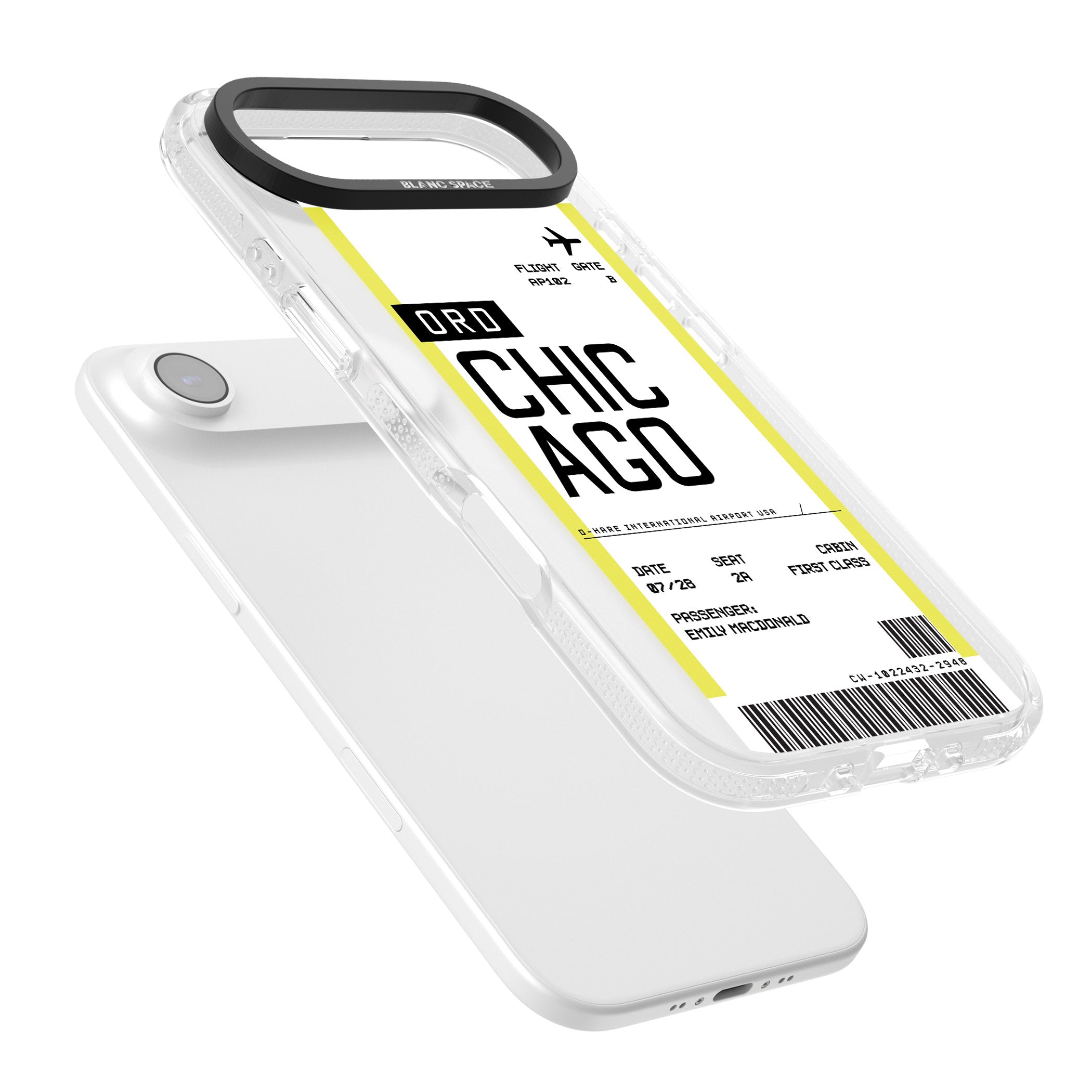 Personalised Chicago Boarding Pass iPhone 17 Air Impact Air Clear Phone Case Colours