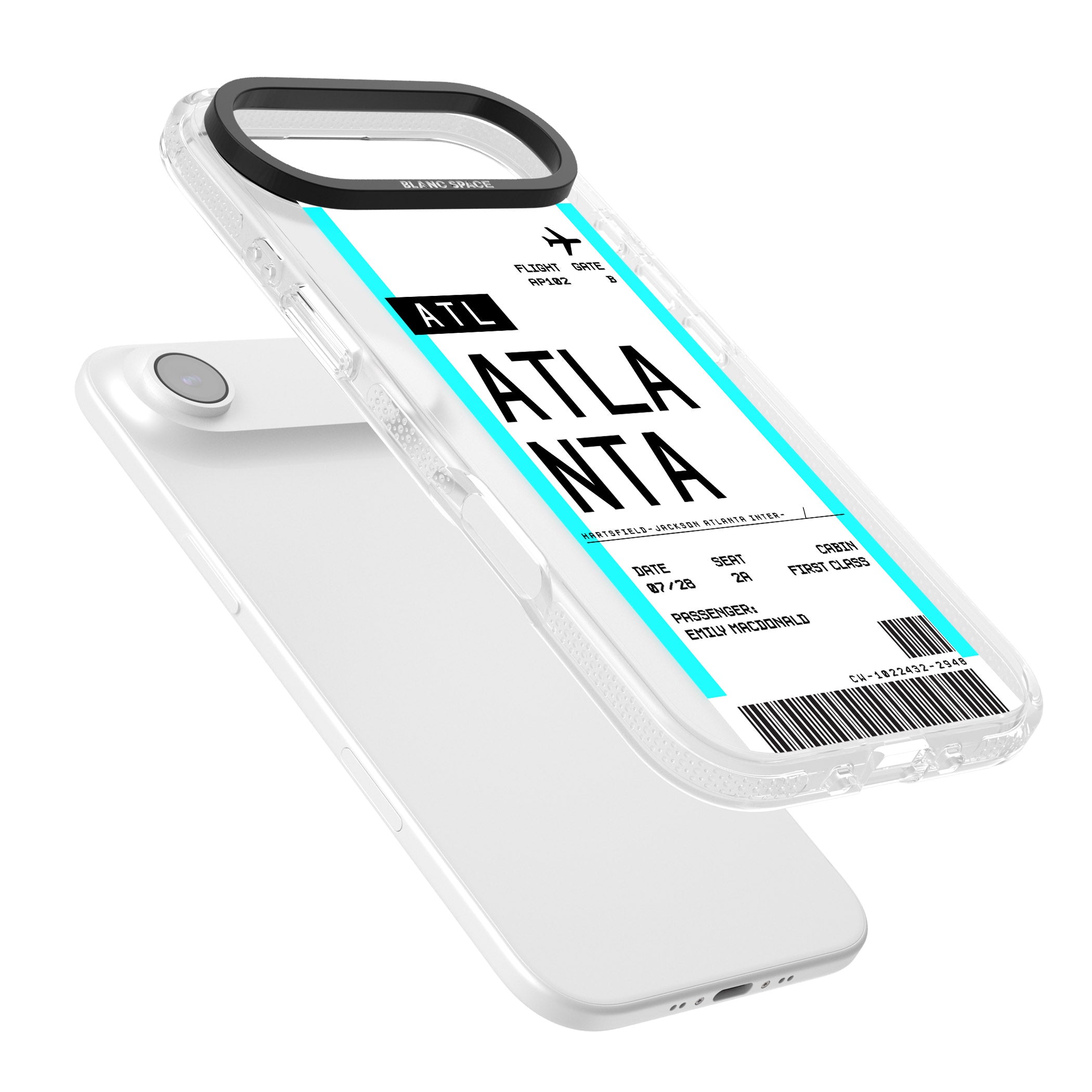 Personalised Atlanta Boarding Pass iPhone 17 Air Impact Air Clear Phone Case Colours