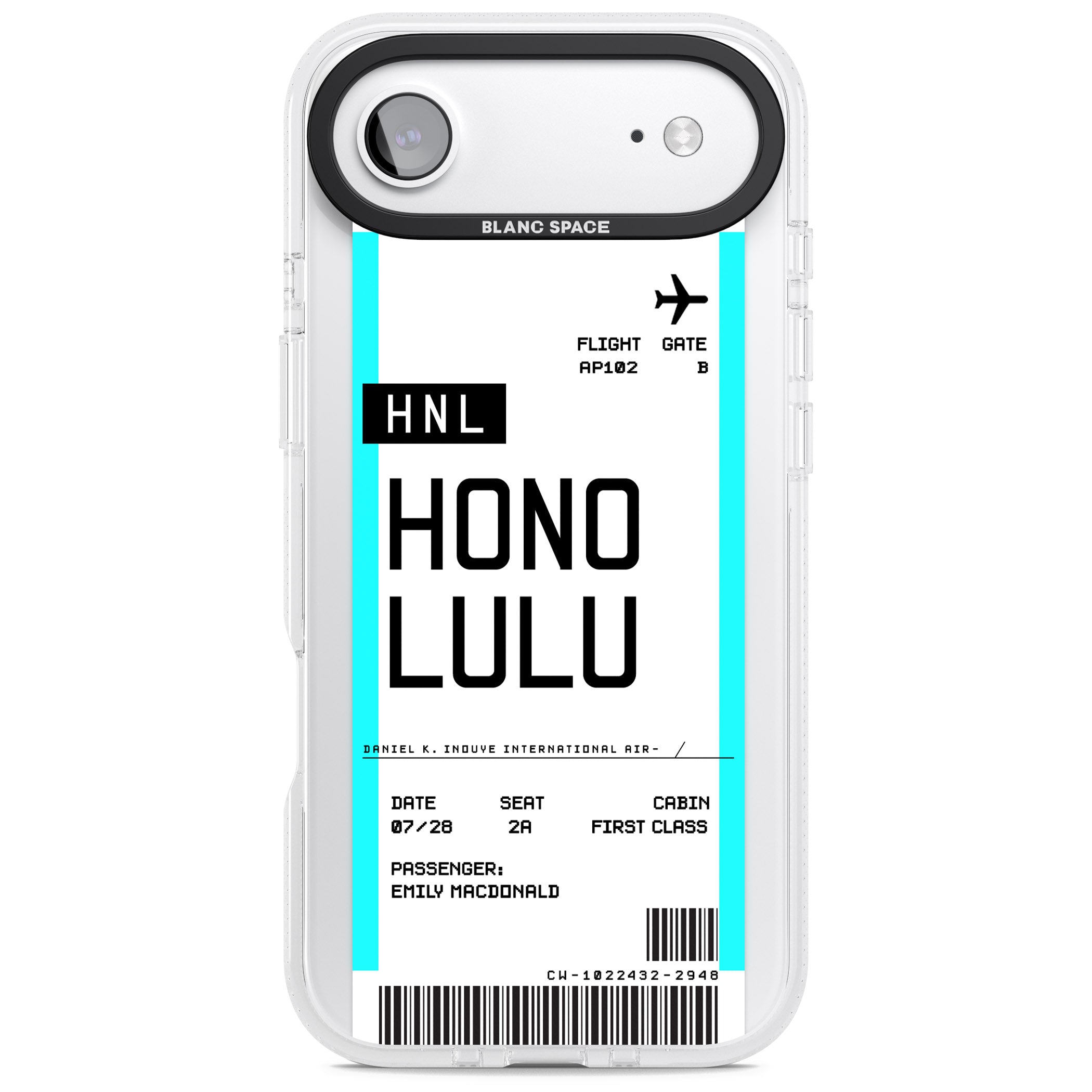 Personalised Honolulu Boarding Pass iPhone 17 Air Impact Air Clear Phone Case