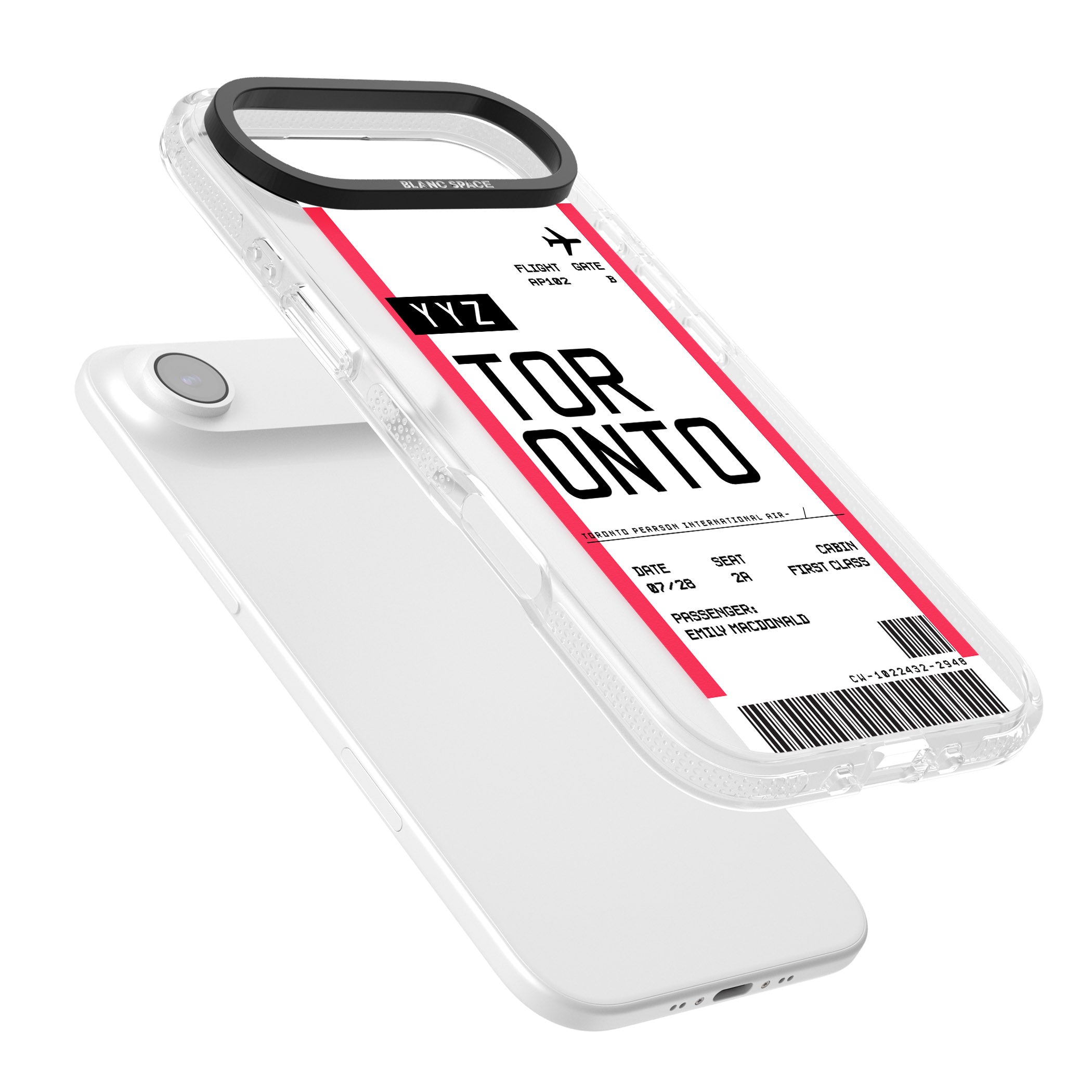 Personalised Toronto Boarding Pass iPhone 17 Air Impact Air Clear Phone Case Colours