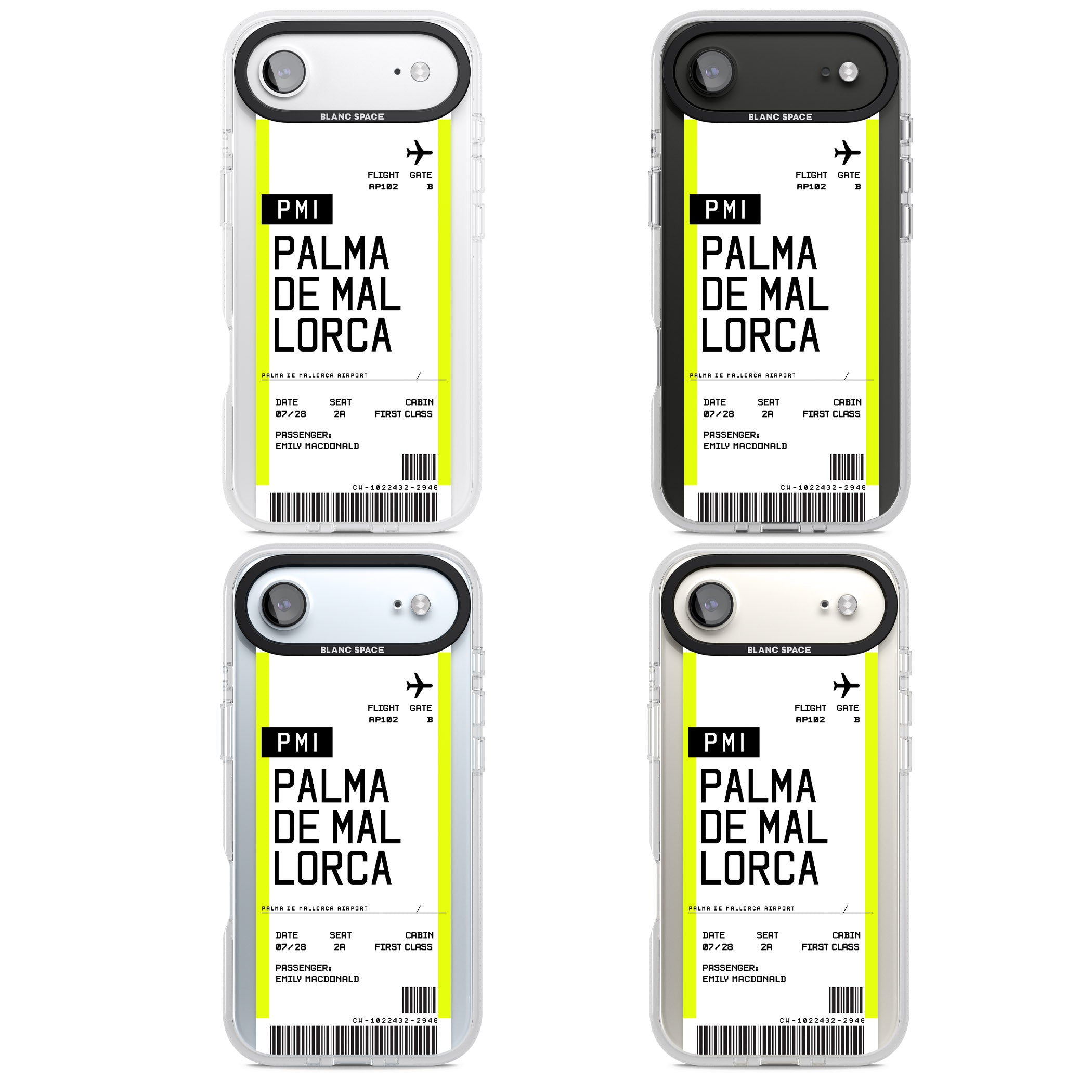 Personalised Palma De Mallorca Boarding Pass iPhone 17 Air Impact Air Clear Phone Case APT Impact Protection