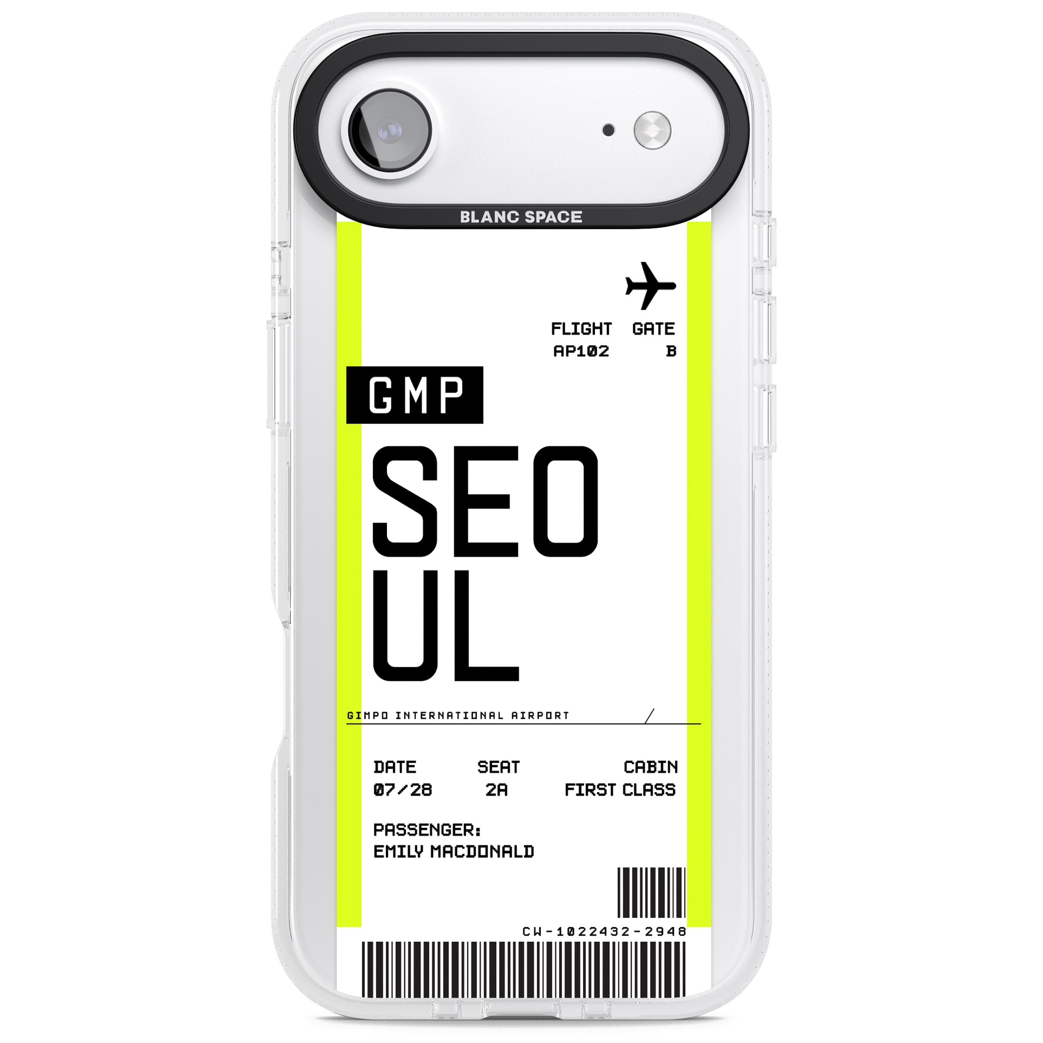 Personalised Seoul Boarding Pass iPhone 17 Air Impact Air Clear Phone Case
