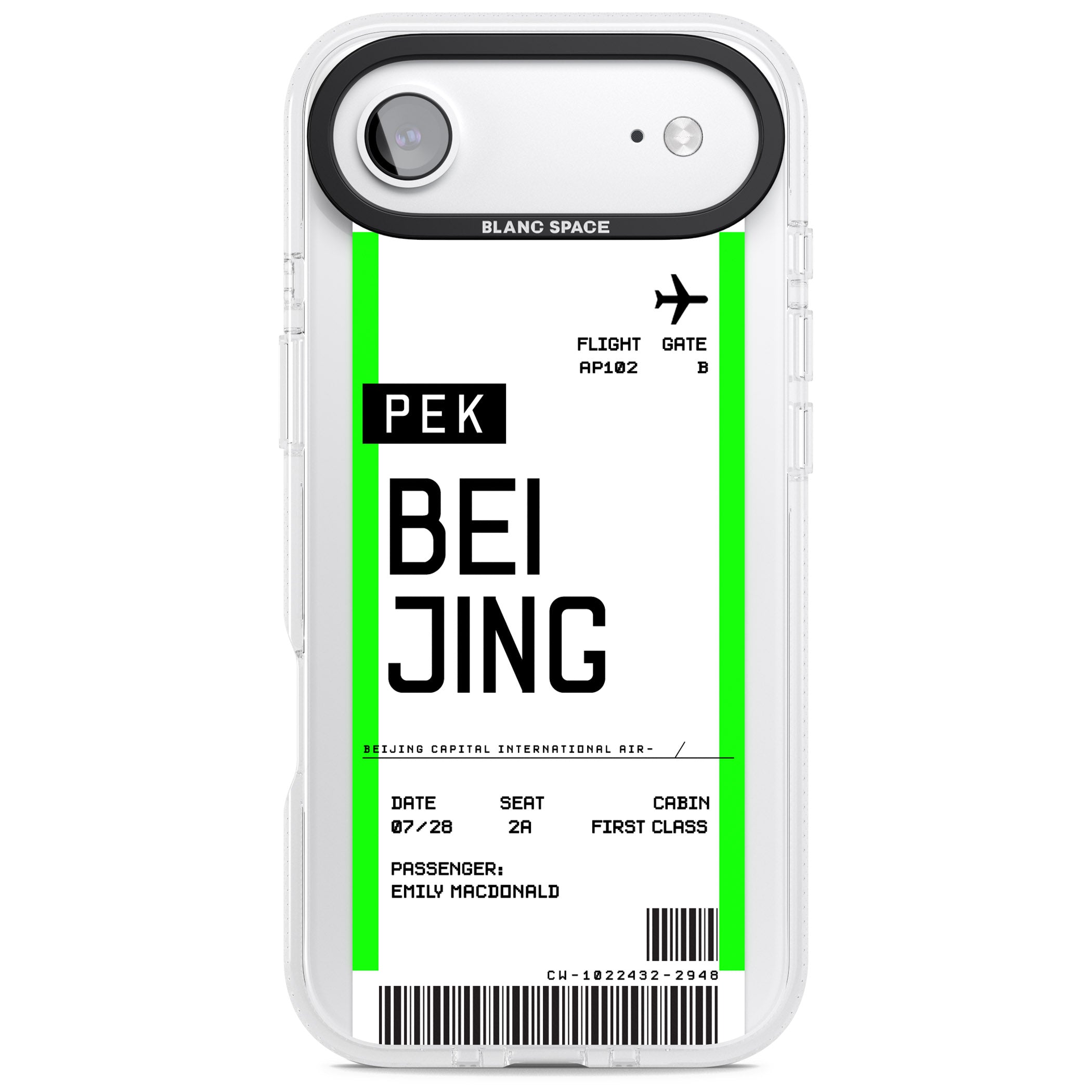 Personalised Beijing Boarding Pass iPhone 17 Air Impact Air Clear Phone Case