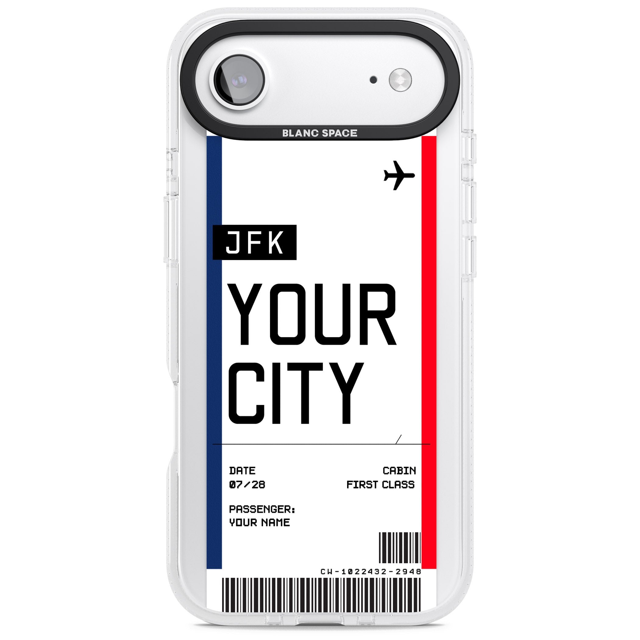 Personalised Create Your Own Boarding Pass Ticket iPhone 17 Air Impact Air Clear Phone Case