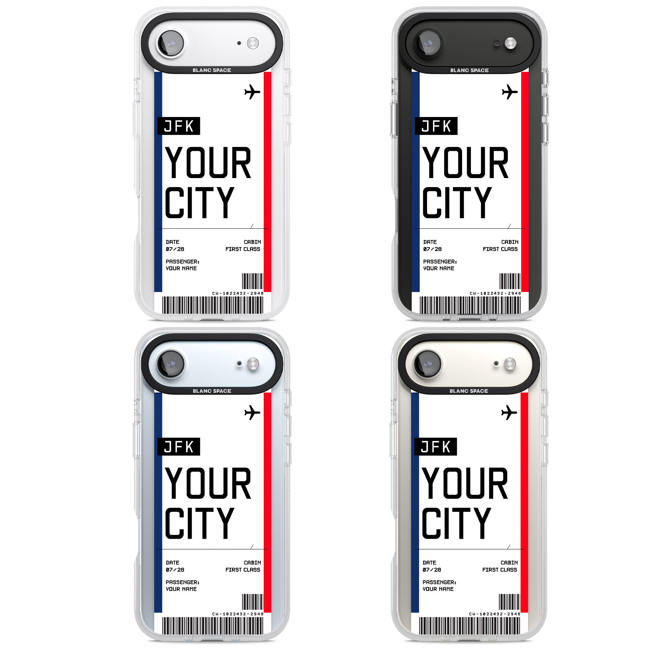 Personalised Create Your Own Boarding Pass Ticket iPhone 17 Air Impact Air Clear Phone Case APT Impact Protection