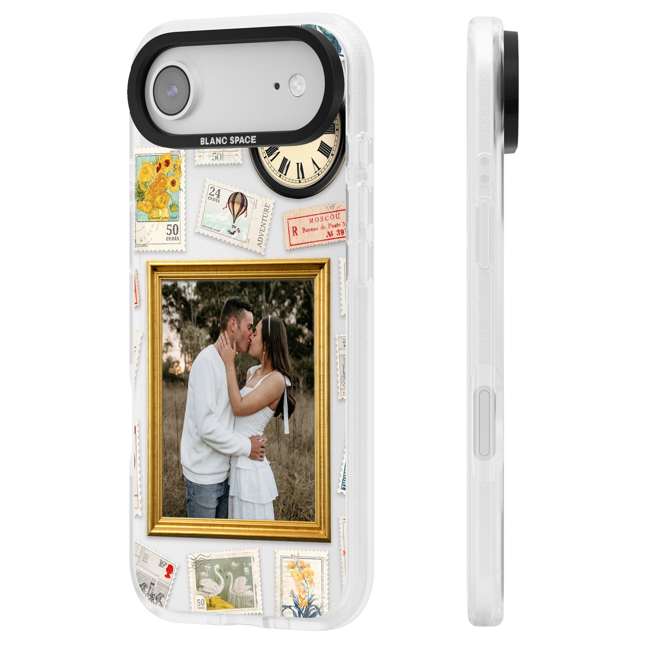 Personalised Vintage Photo Frame Collage iPhone 17 Air Impact Air Clear Phone Case Side Profile