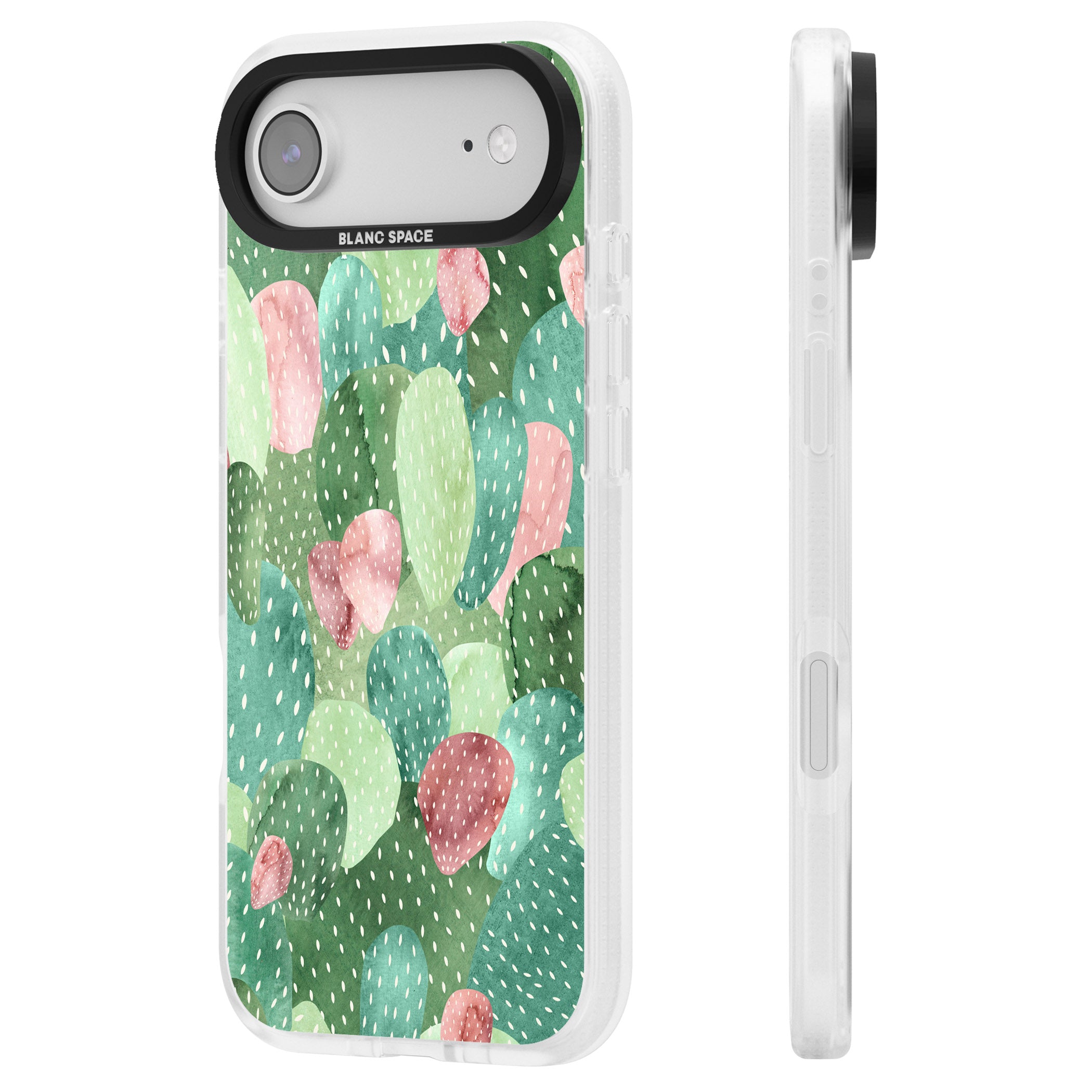 Cactus Charm iPhone 17 Air Impact Air Clear Phone Case Side Profile