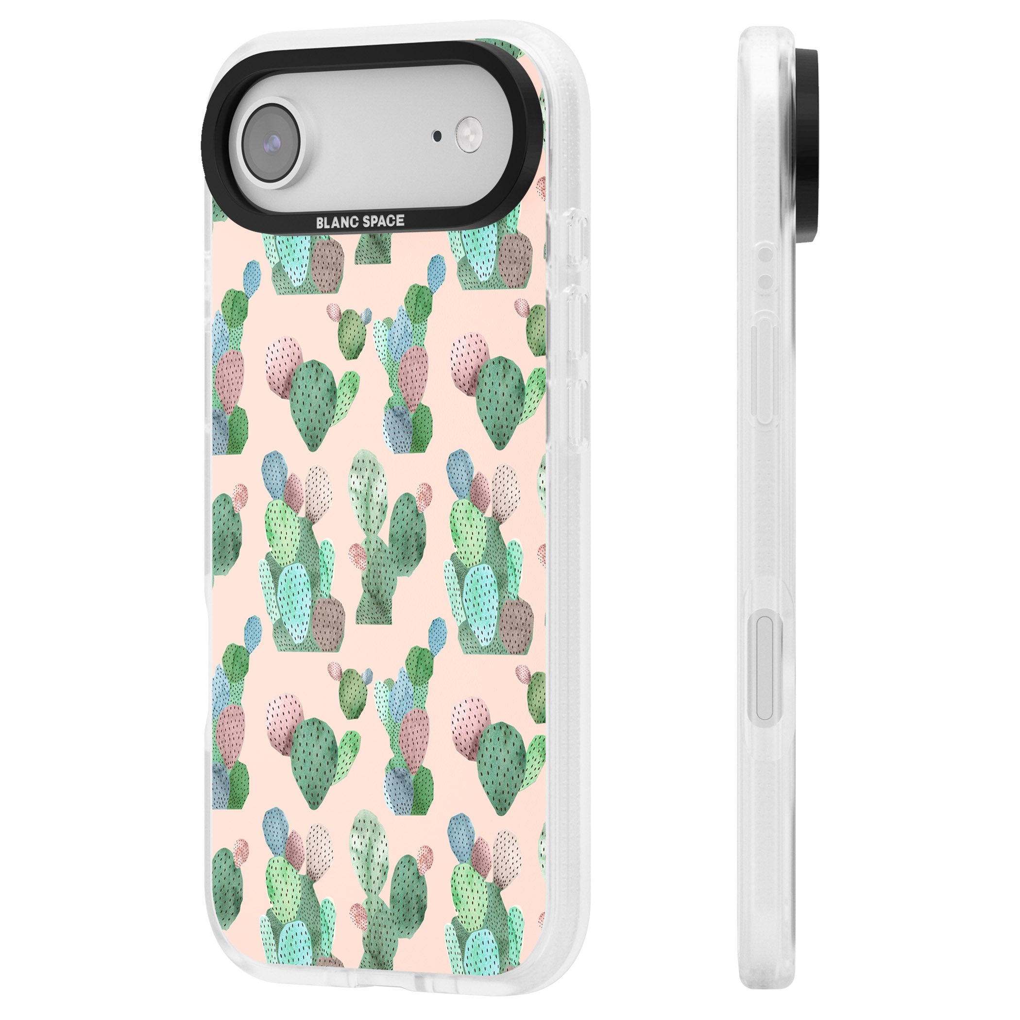 Pink Cactus iPhone 17 Air Impact Air Clear Phone Case Side Profile