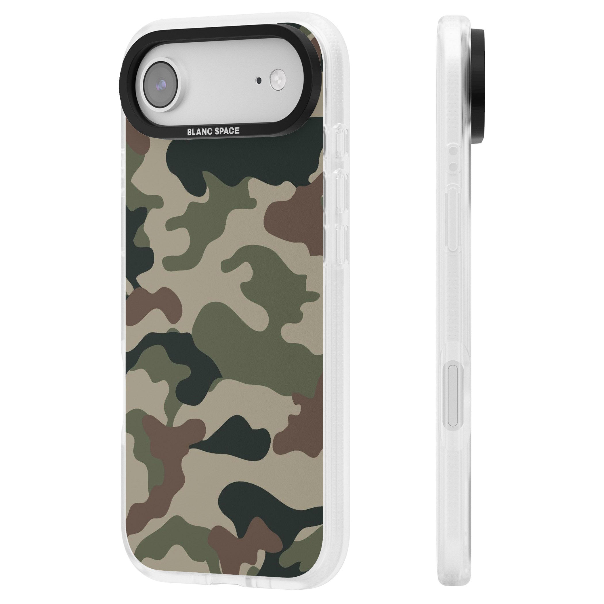 Green And Brown Camo iPhone 17 Air Impact Air Clear Phone Case Side Profile