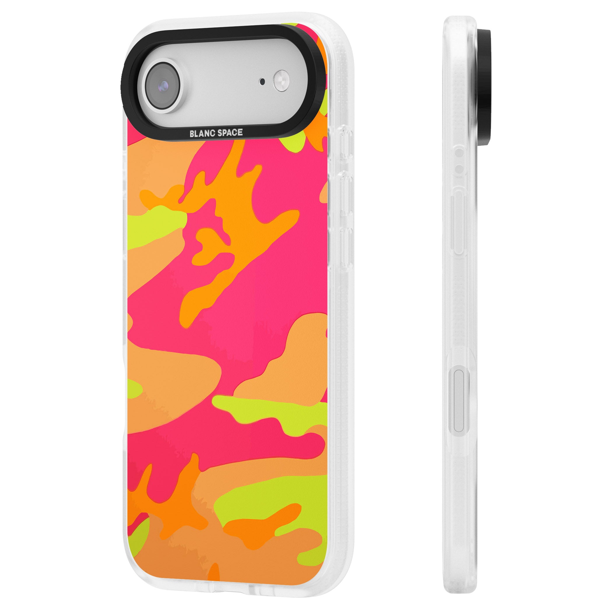 Neon Camo iPhone 17 Air Impact Air Clear Phone Case Side Profile