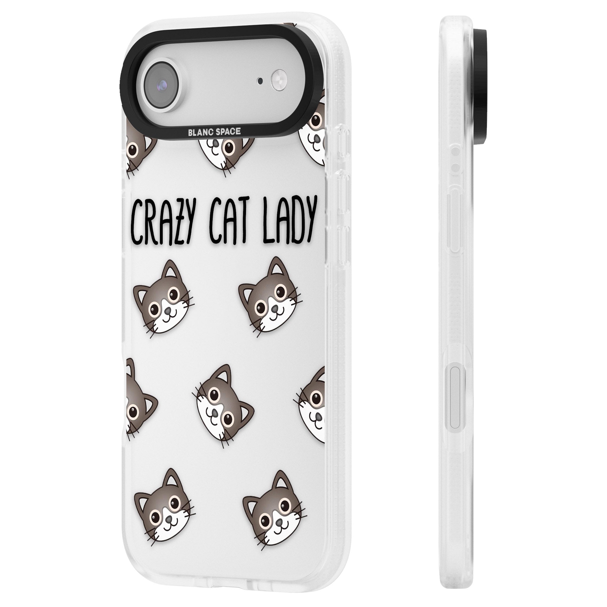 Crazy Cat Lady iPhone 17 Air Impact Air Clear Phone Case Side Profile