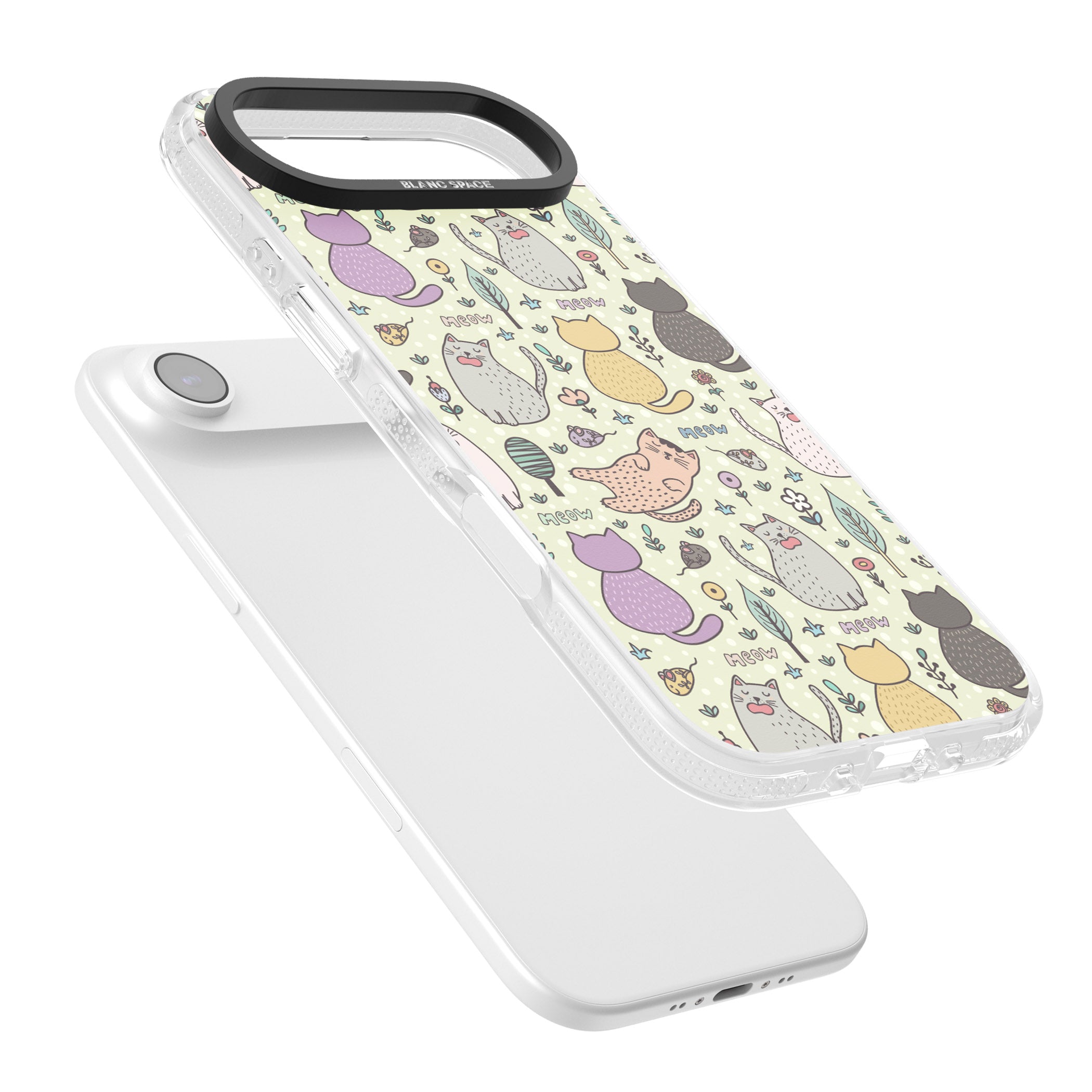 Cat Pattern Cream iPhone 17 Air Impact Air Clear Phone Case Colours