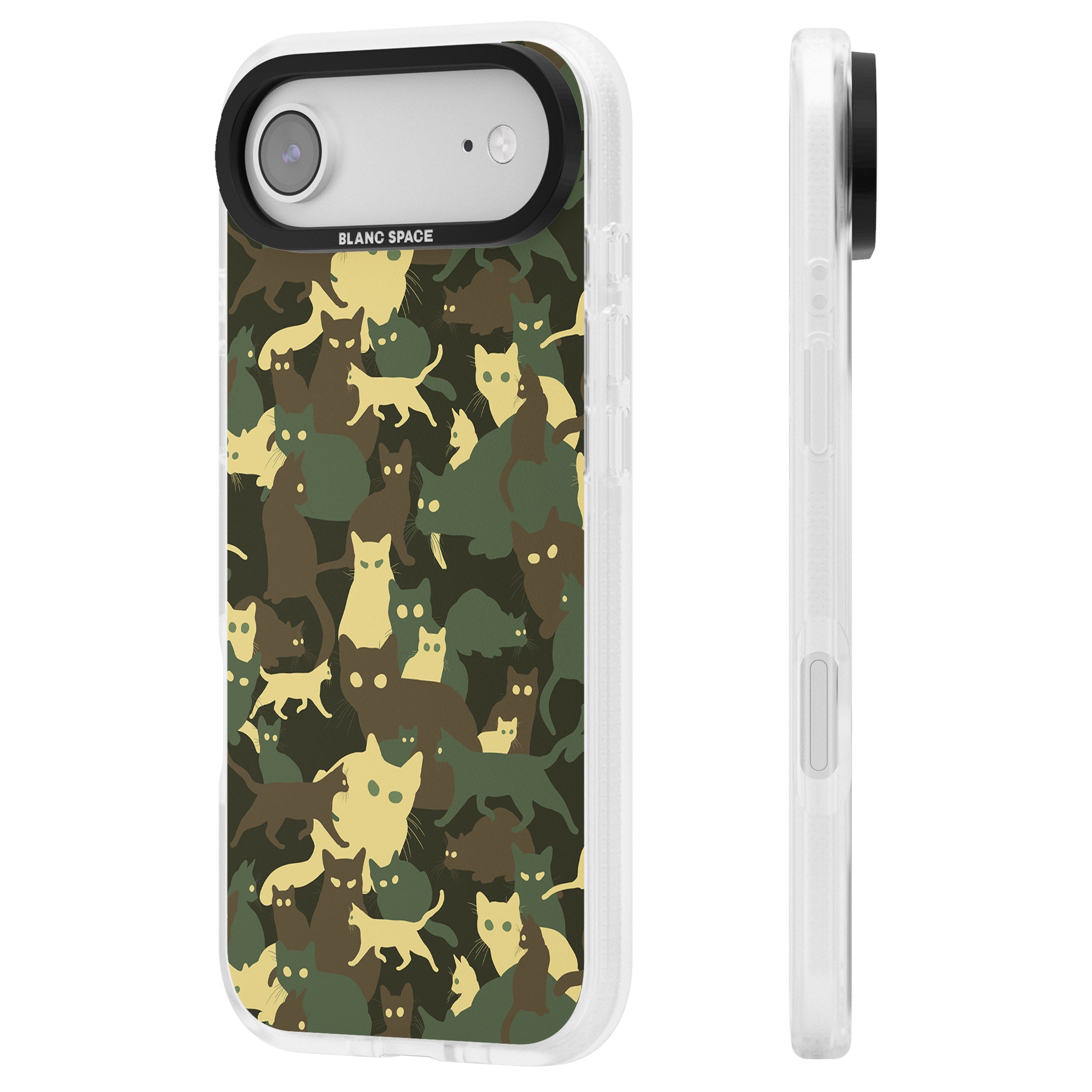 Forest Cat Camo iPhone 17 Air Impact Air Clear Phone Case Side Profile