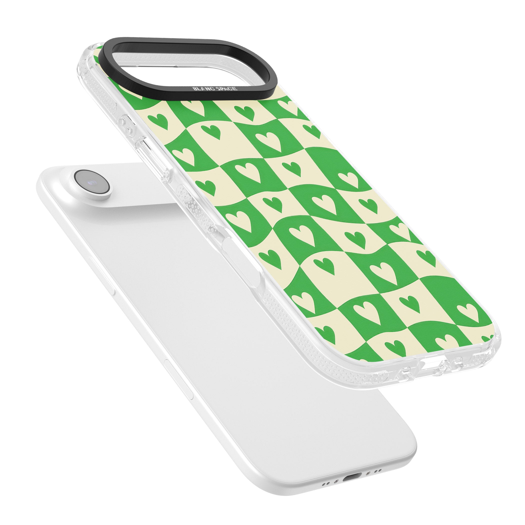 Green Wavy Checked Hearts iPhone 17 Air Impact Air Clear Phone Case Colours