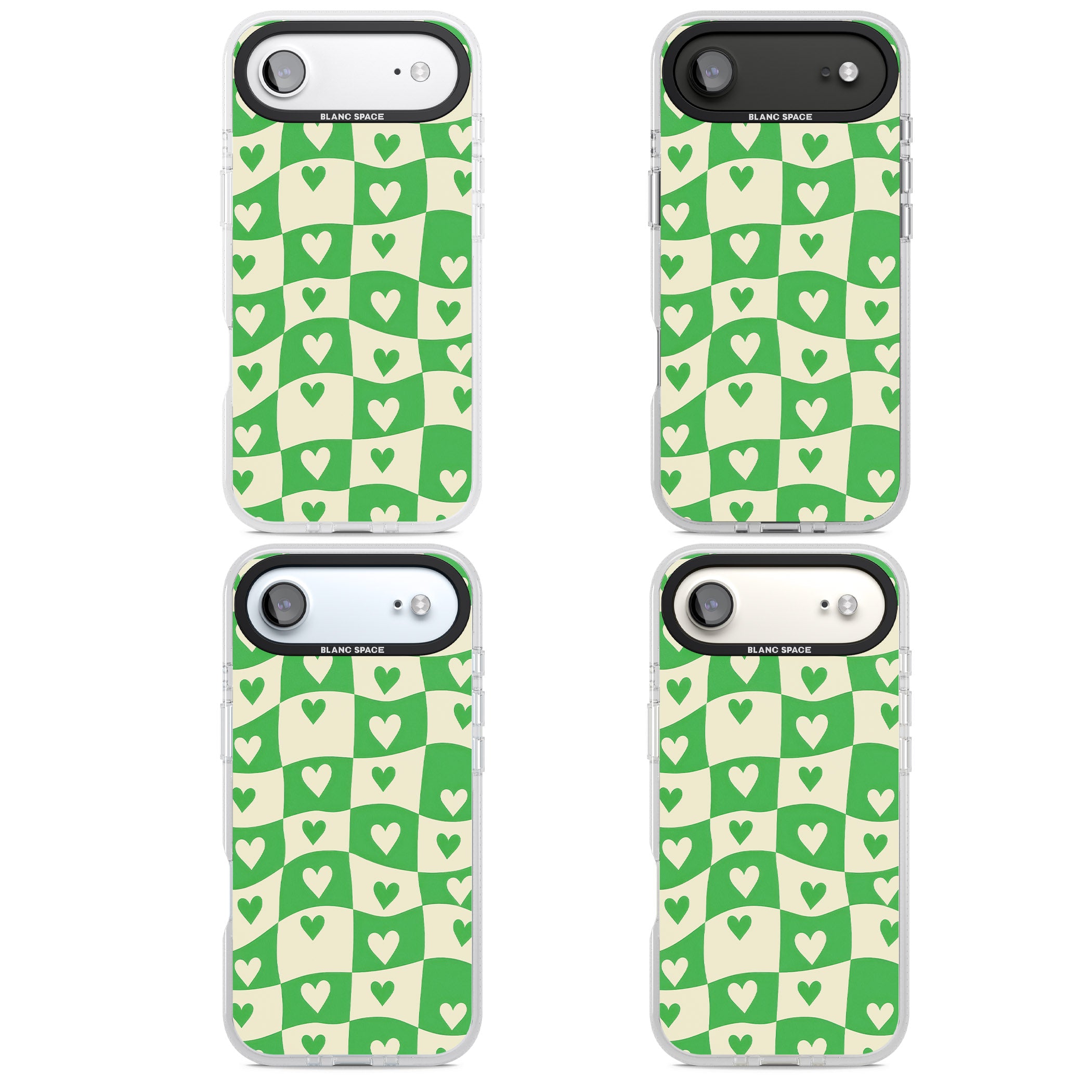 Green Wavy Checked Hearts iPhone 17 Air Impact Air Clear Phone Case APT Impact Protection