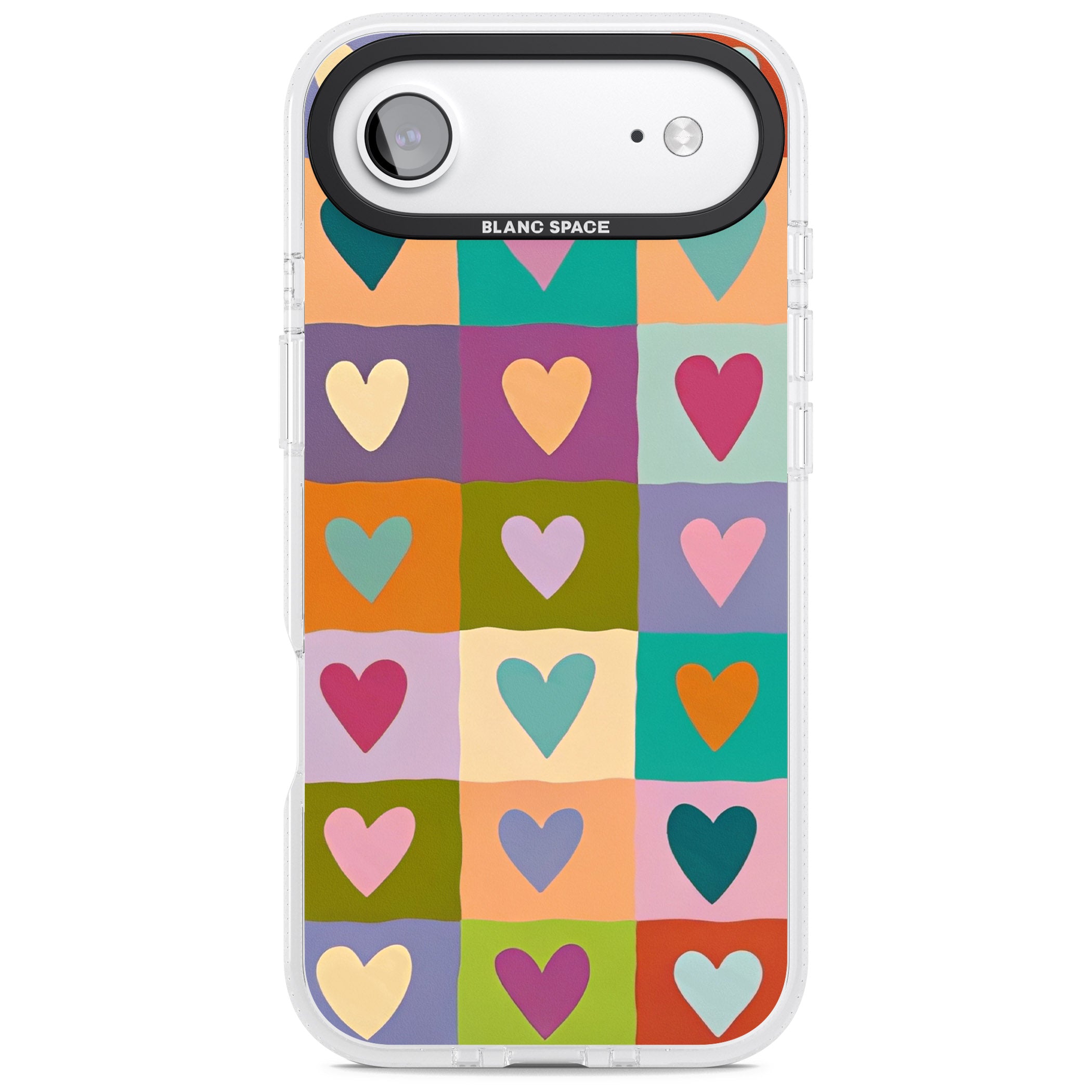 Multicolour Checked Hearts iPhone 17 Air Impact Air Clear Phone Case
