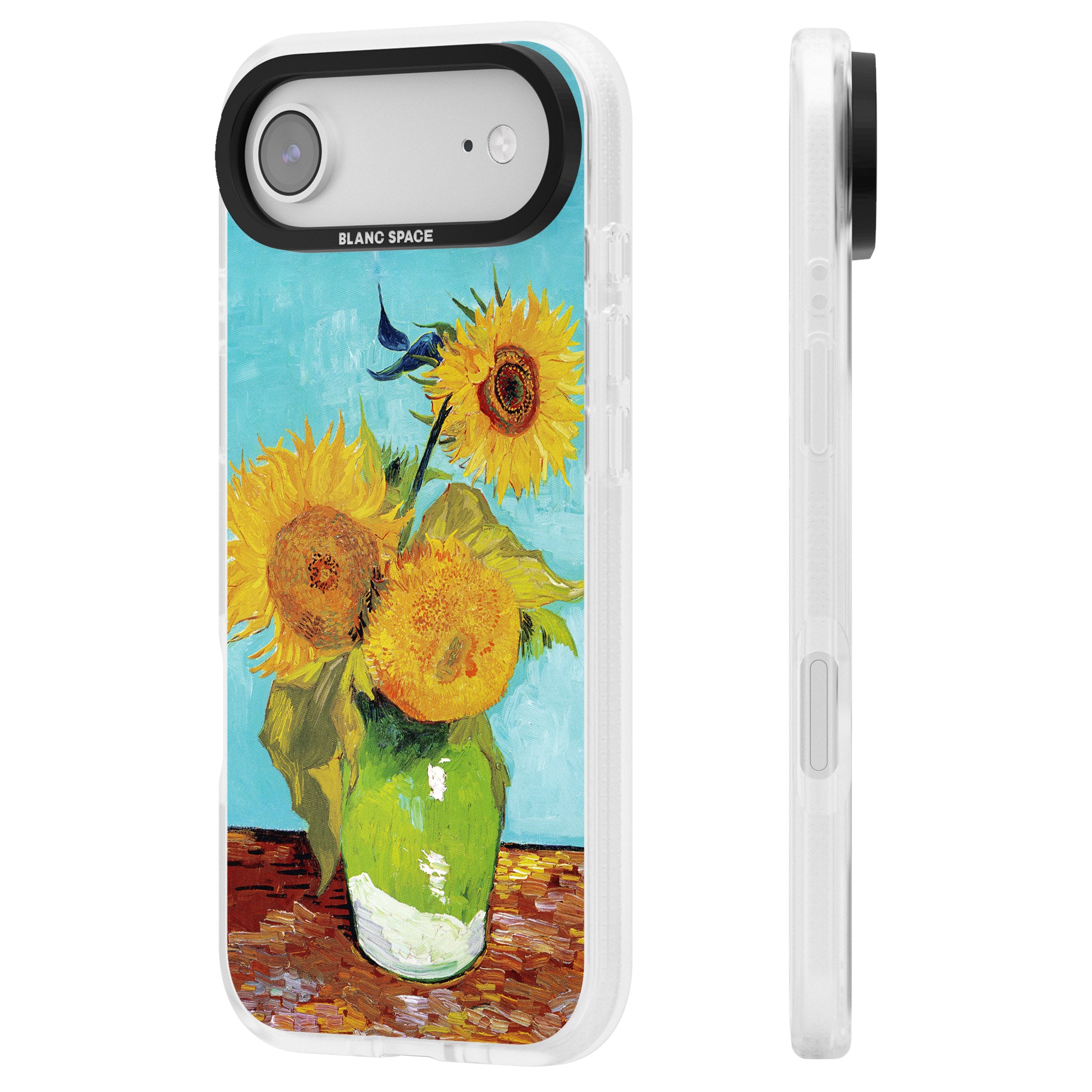 Vase With Three Sunflowers iPhone 17 Air Impact Air Clear Phone Case Side Profile