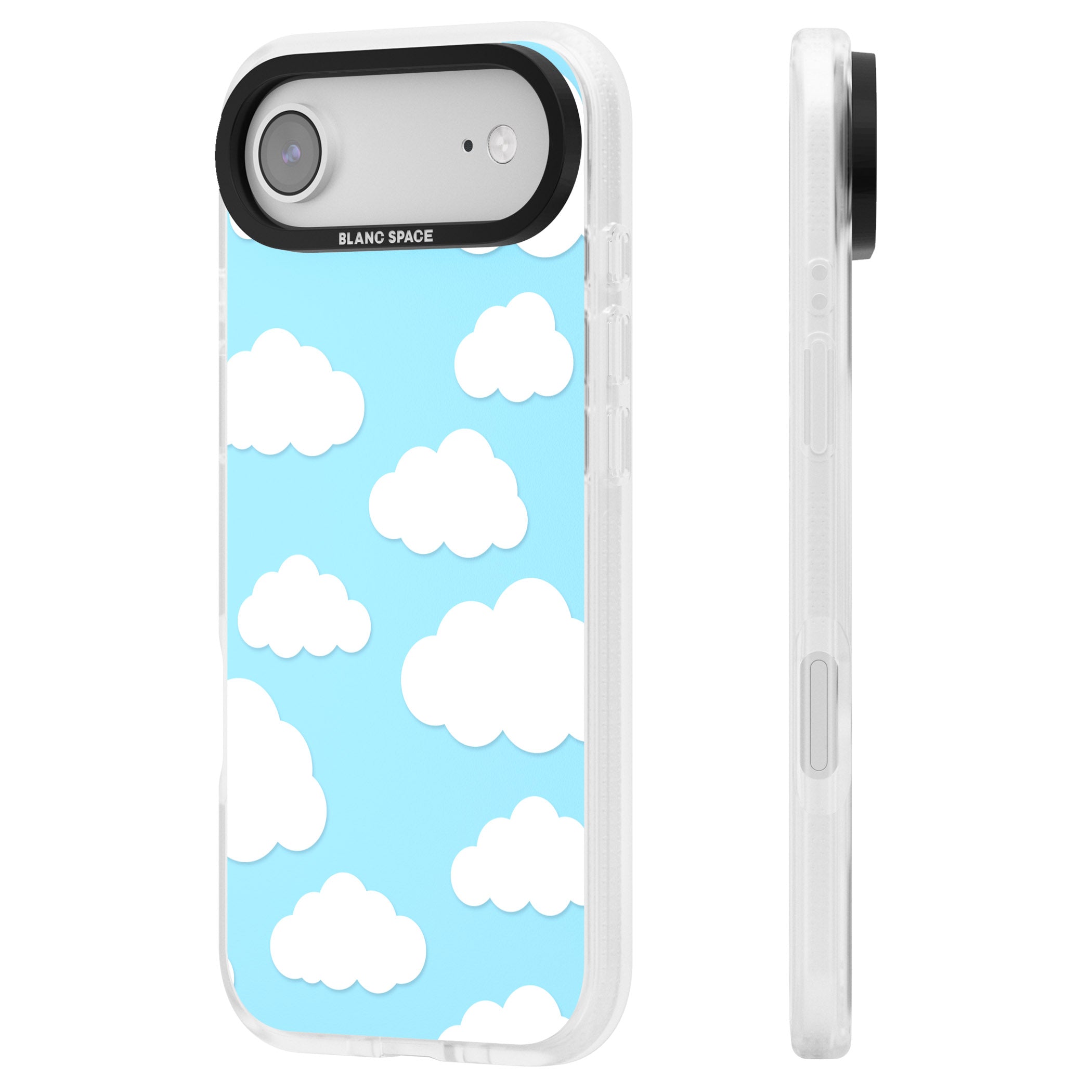 Blue Sky & Clouds Pattern iPhone 17 Air Impact Air Clear Phone Case Side Profile