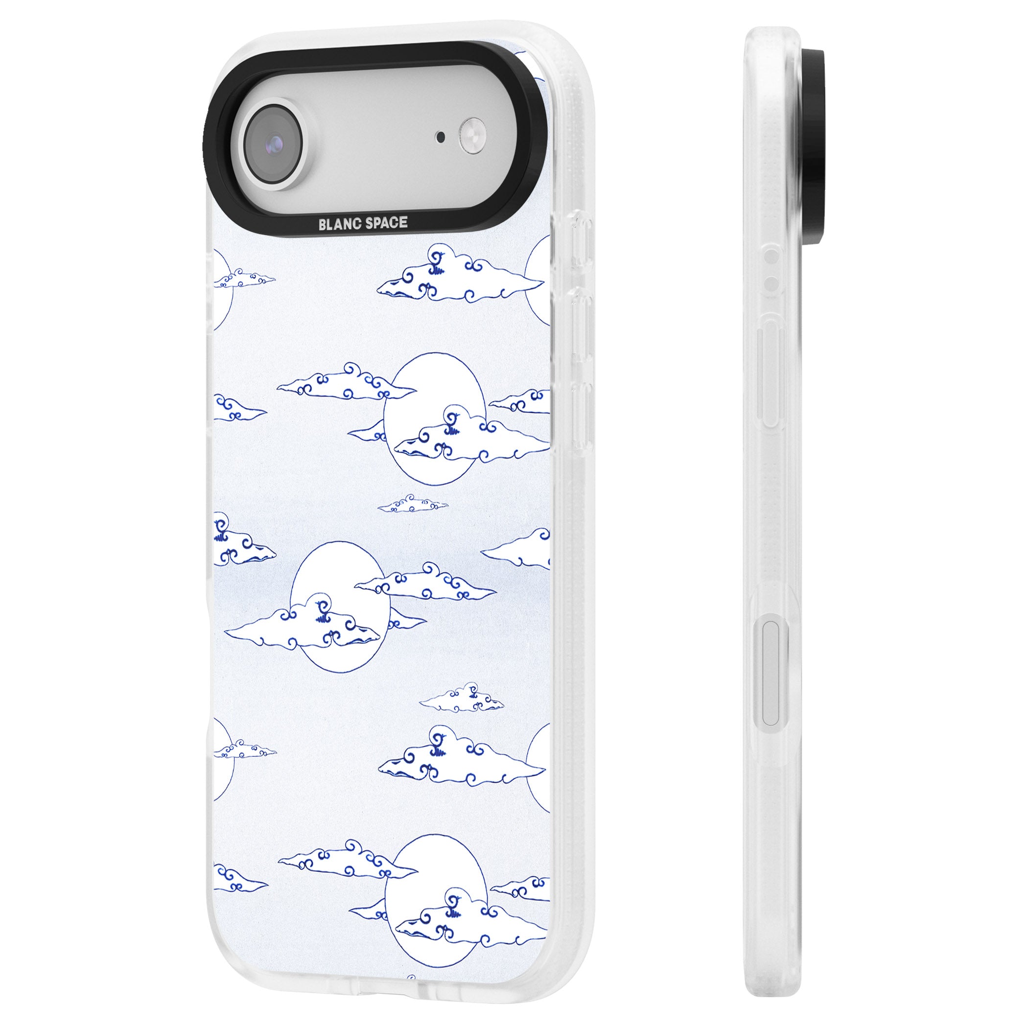 Moon & Clouds iPhone 17 Air Impact Air Clear Phone Case Side Profile