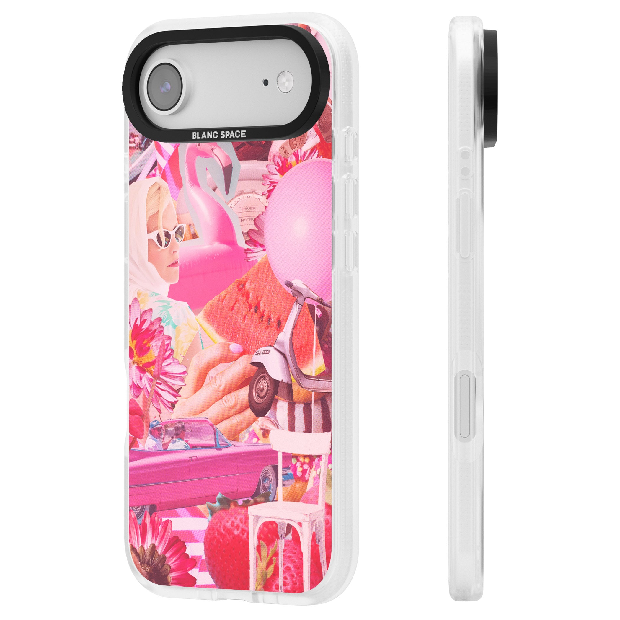 Retro Pink Glamour iPhone 17 Air Impact Air Clear Phone Case Side Profile