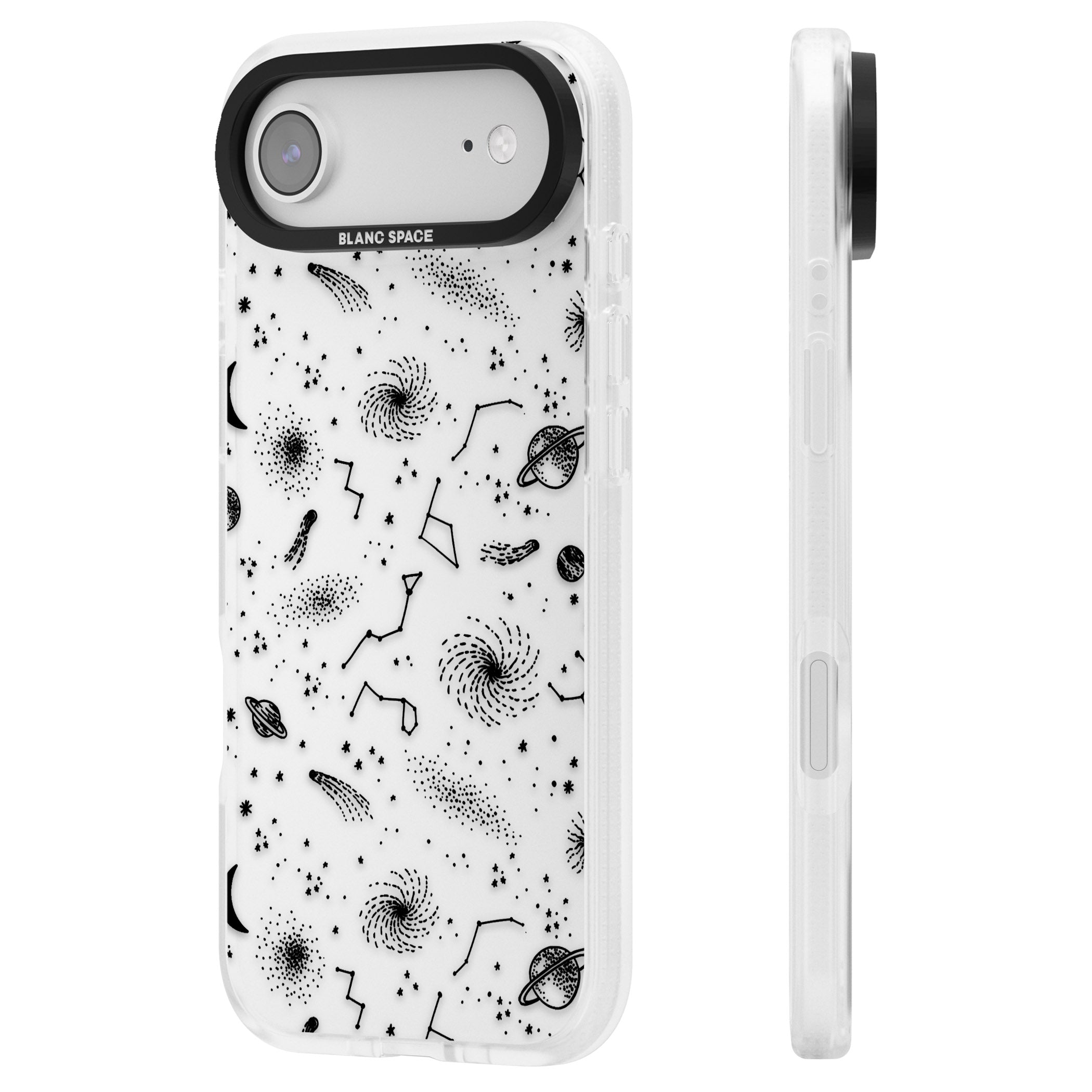 Galactic Sketch iPhone 17 Air Impact Air Clear Phone Case Side Profile