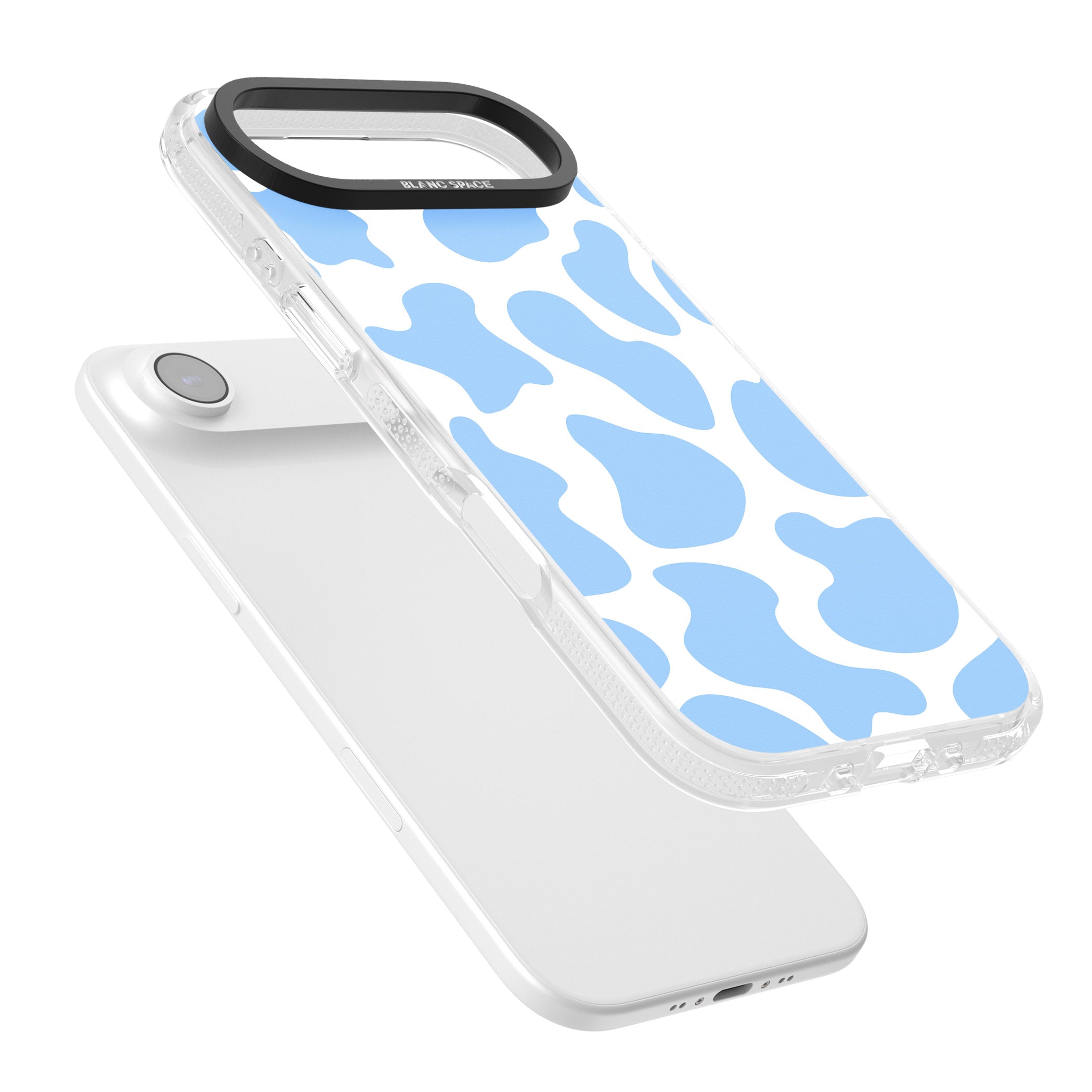 Blue And White Cow Print iPhone 17 Air Impact Air Clear Phone Case Colours