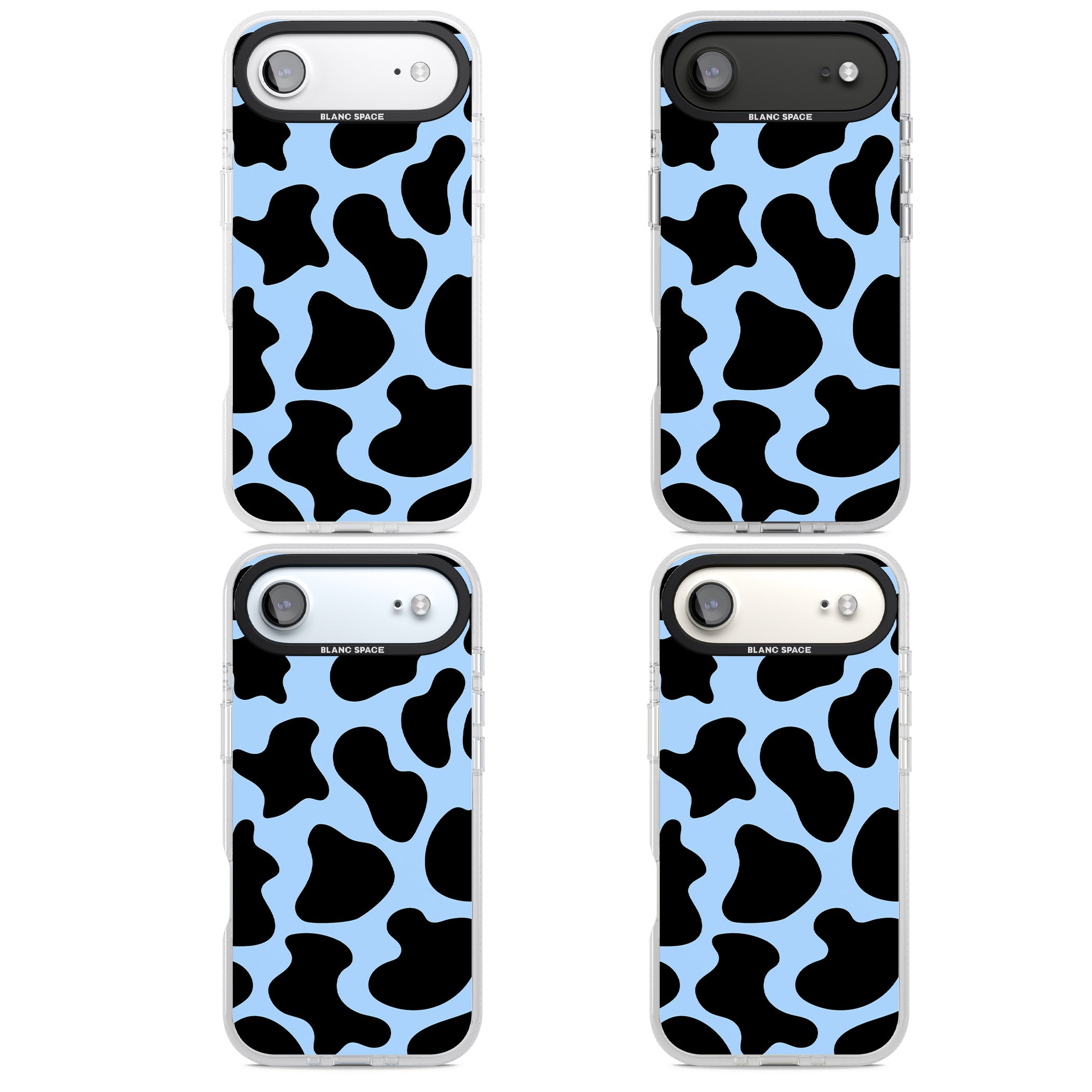 Blue And Black Cow Print iPhone 17 Air Impact Air Clear Phone Case APT Impact Protection