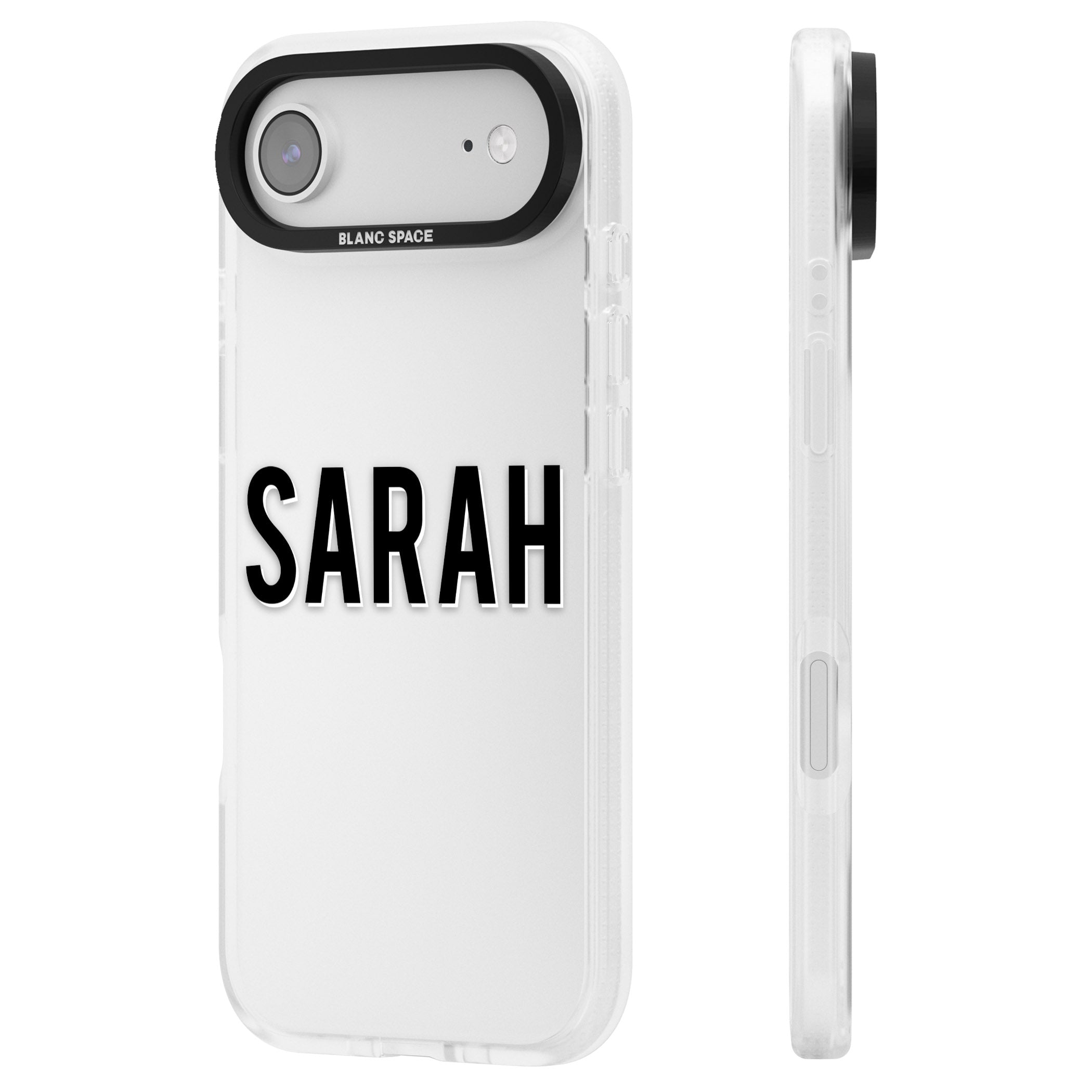 Personalised Clear Name iPhone 17 Air Impact Air Clear Phone Case Side Profile