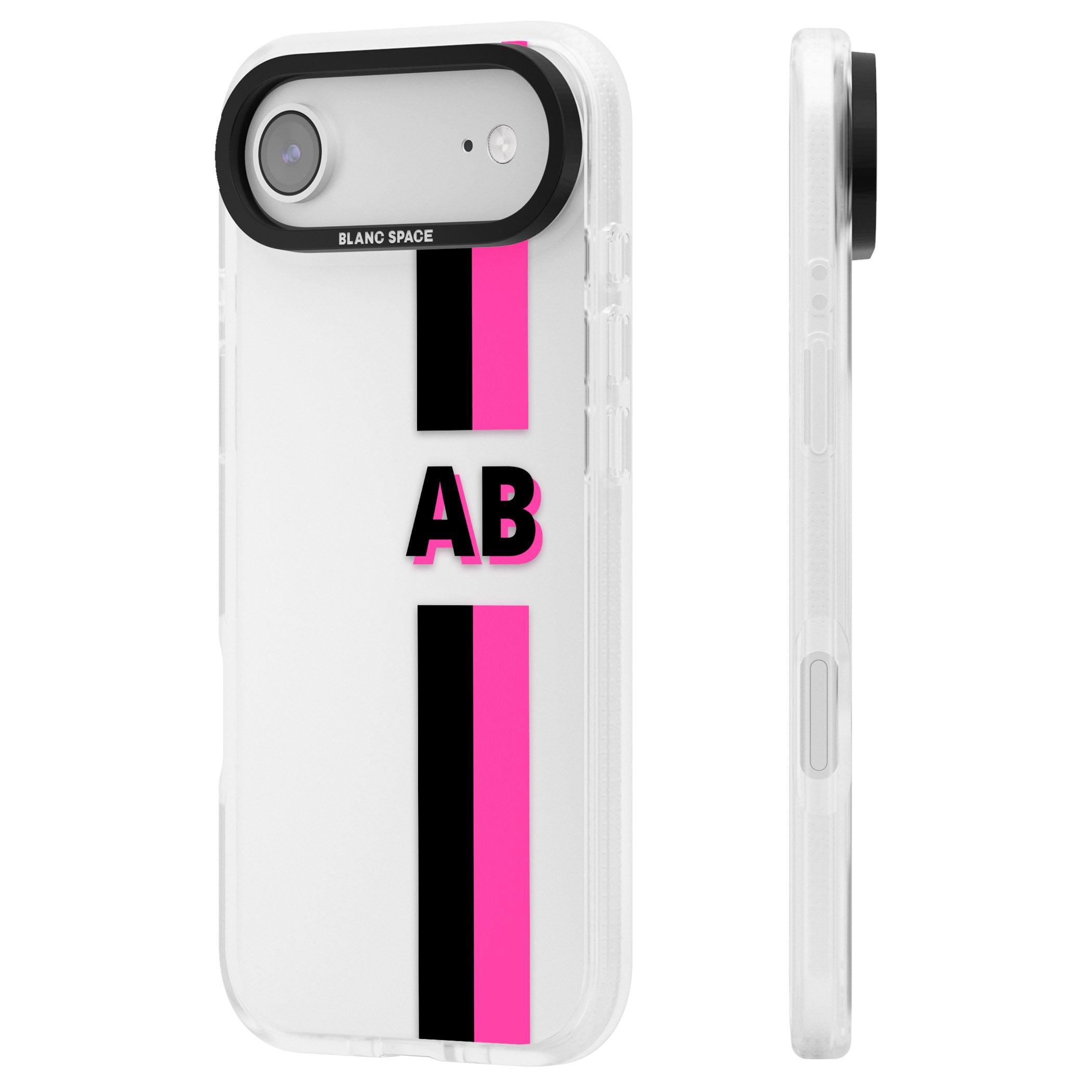 Personalised Bold Name Stripe iPhone 17 Air Impact Air Clear Phone Case Side Profile