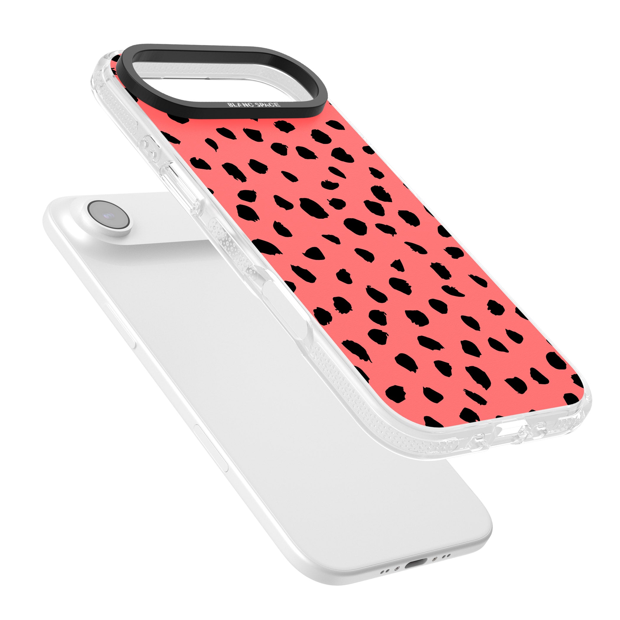 Black Dalmatian Spots On Coral iPhone 17 Air Impact Air Clear Phone Case Colours