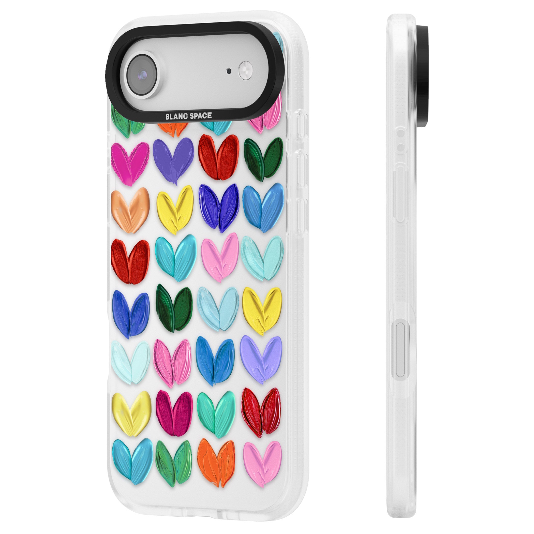 Oil Painted Hearts iPhone 17 Air Impact Air Clear Phone Case Side Profile
