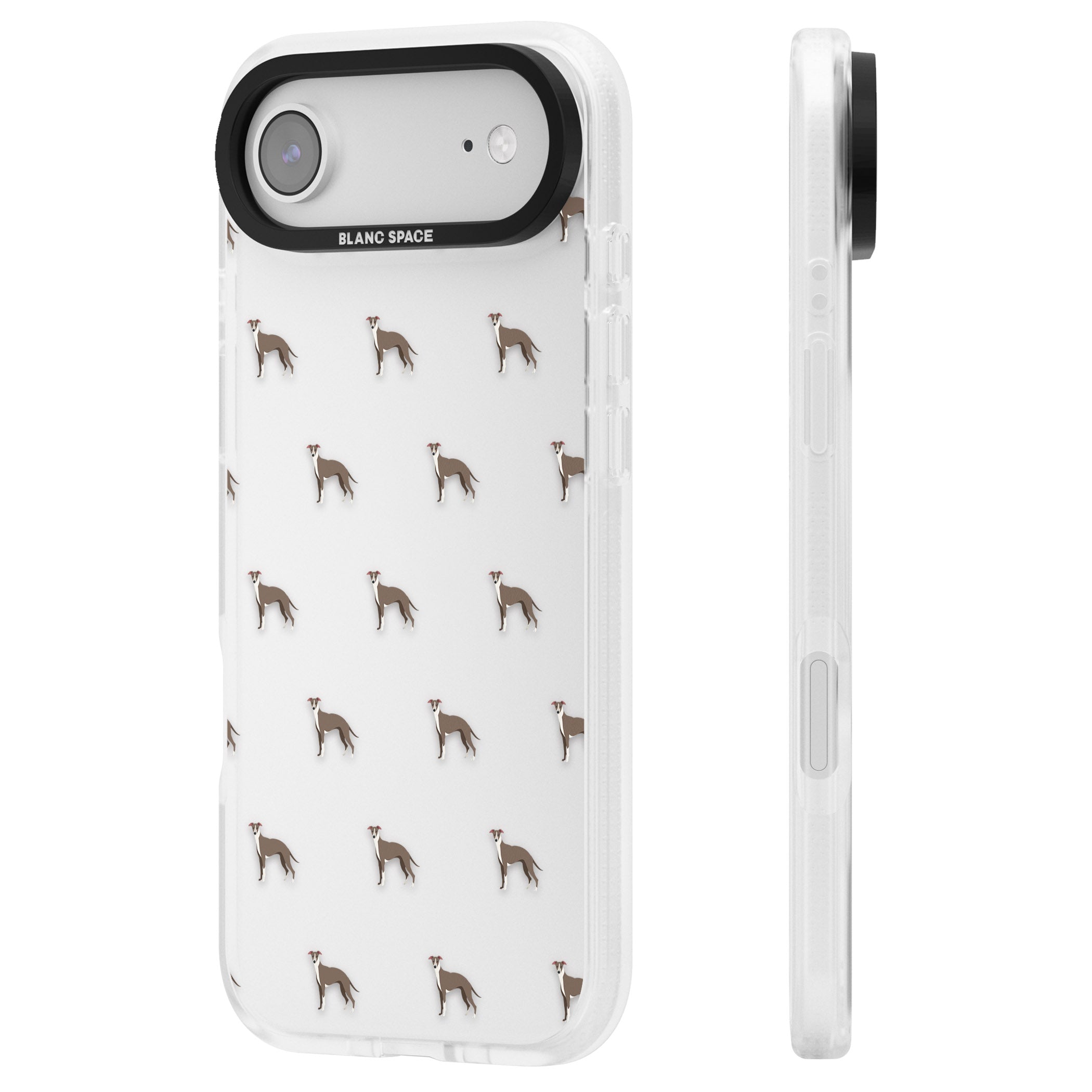 Whippet Dog Pattern Clear iPhone 17 Air Impact Air Clear Phone Case Side Profile