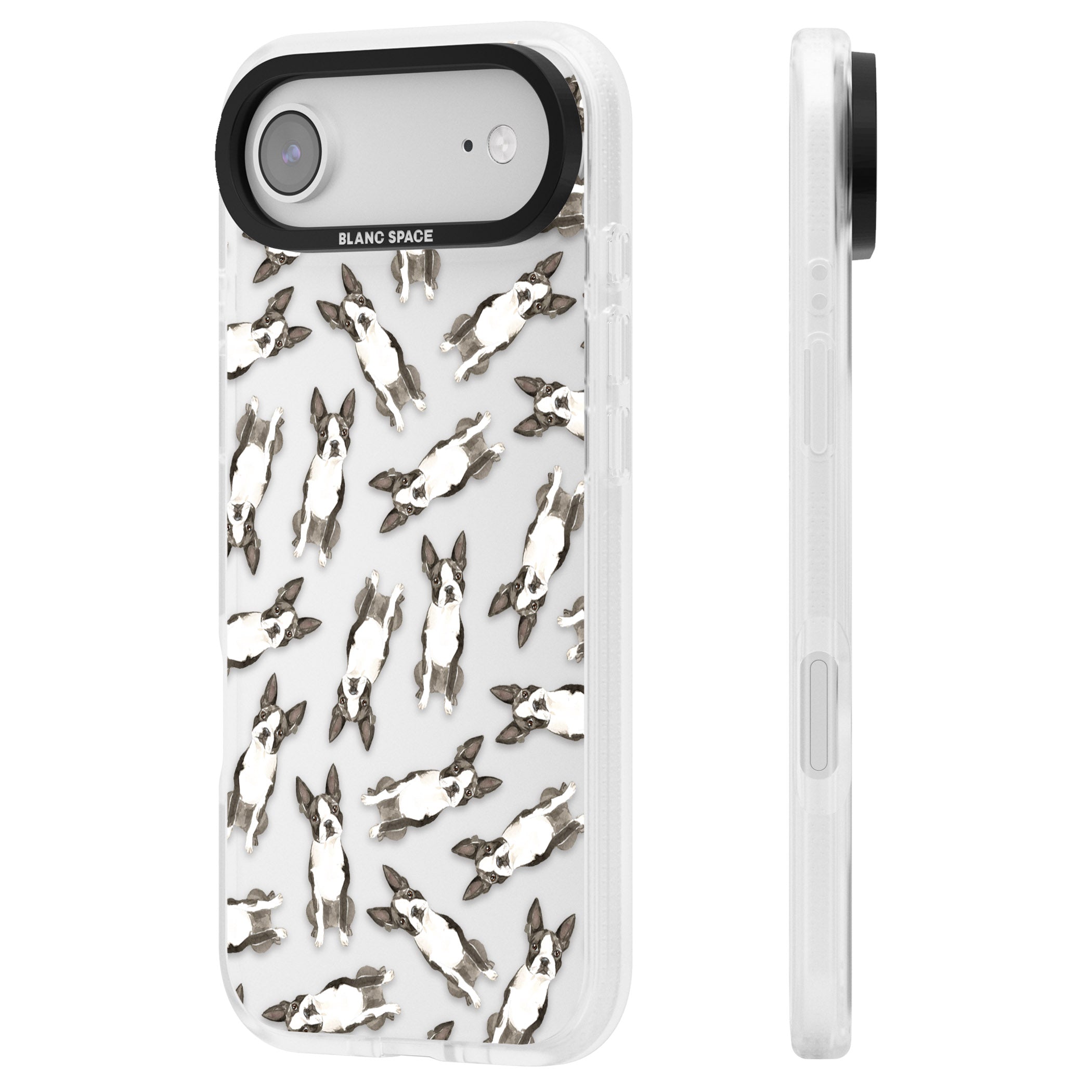 Boston Terrier Watercolour iPhone 17 Air Impact Air Clear Phone Case Side Profile