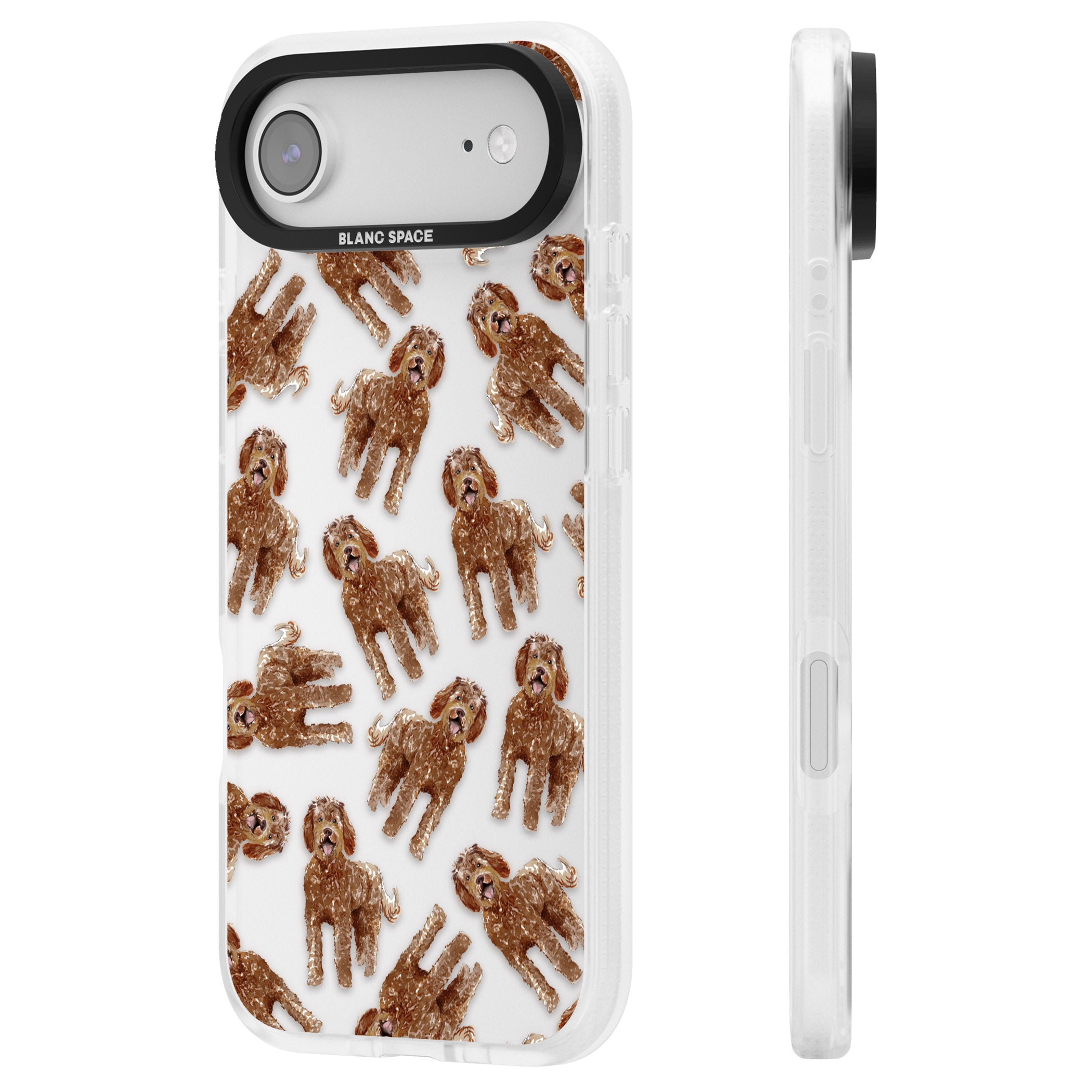 Labradoodle Brown Pattern iPhone 17 Air Impact Air Clear Phone Case Side Profile