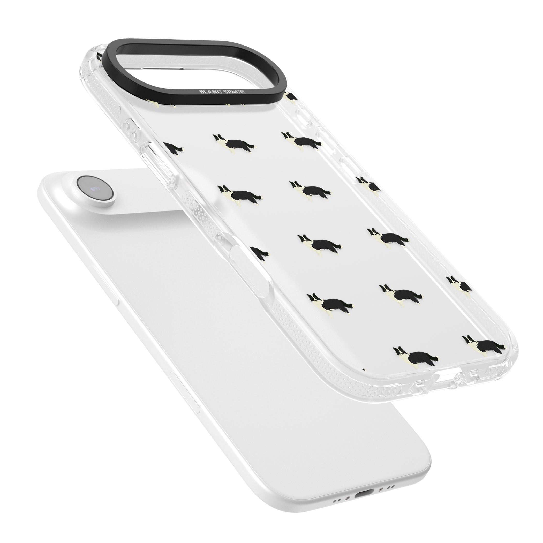 Border Collie Pattern Clear iPhone 17 Air Impact Air Clear Phone Case Colours