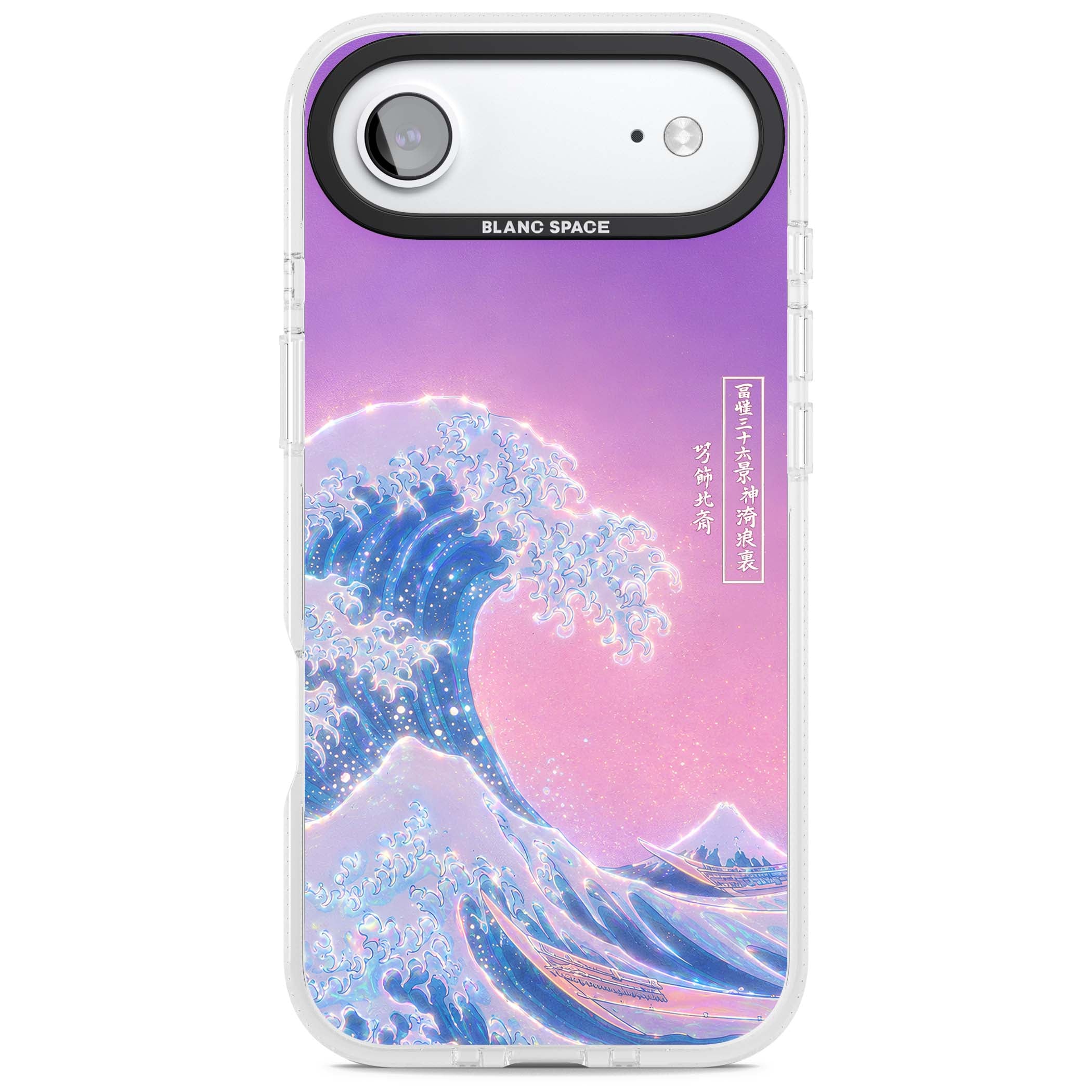 The Great Opal Wave Japanese iPhone case featuring Hokusai's great wave in iridescent pastels with lilac sky and Mou | Clear Case Impact Air case for iPhone Air