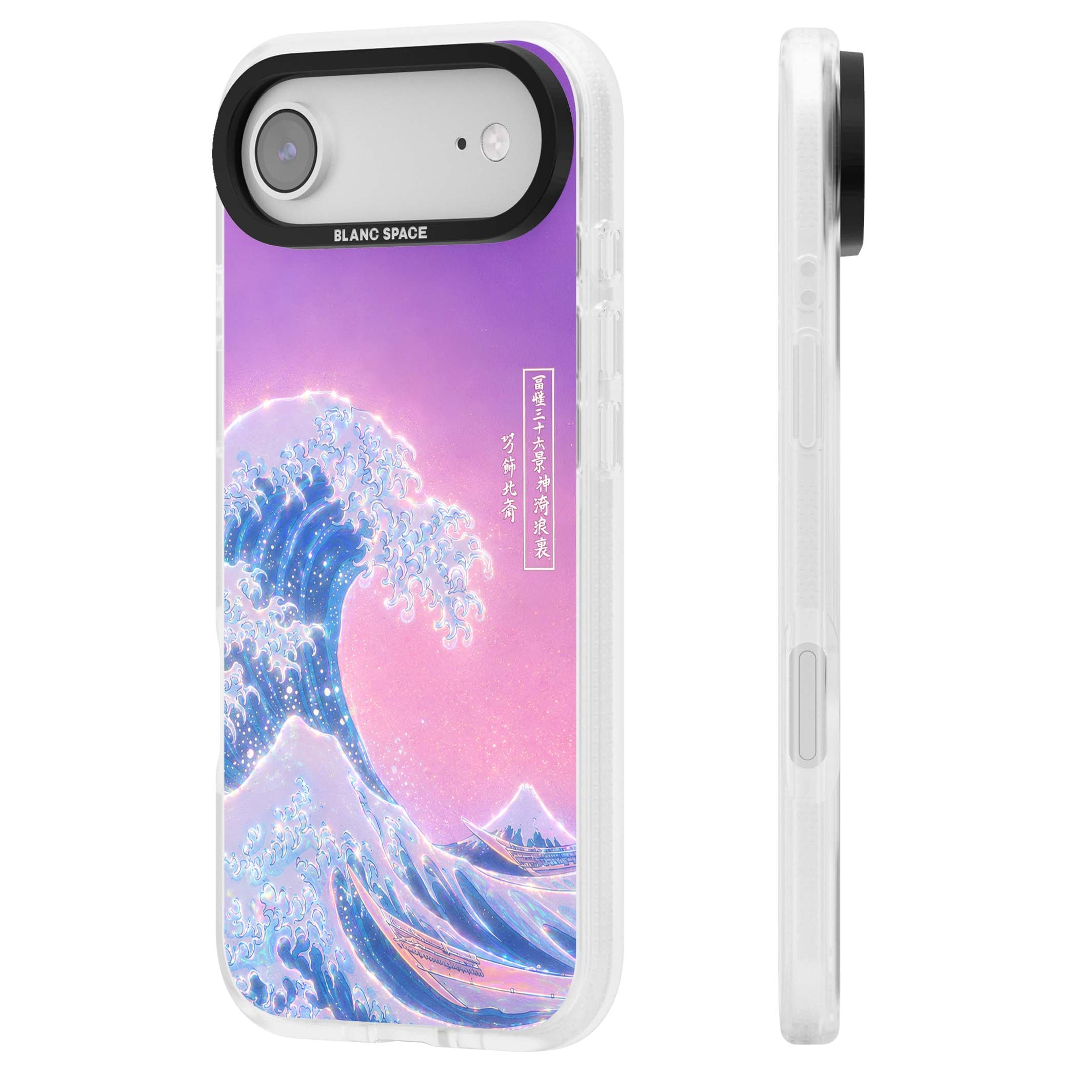 The Great Opal Wave Japanese iPhone case featuring Hokusai's great wave in iridescent pastels with lilac sky and Mou | Clear Case Impact Air case for iPhone Air