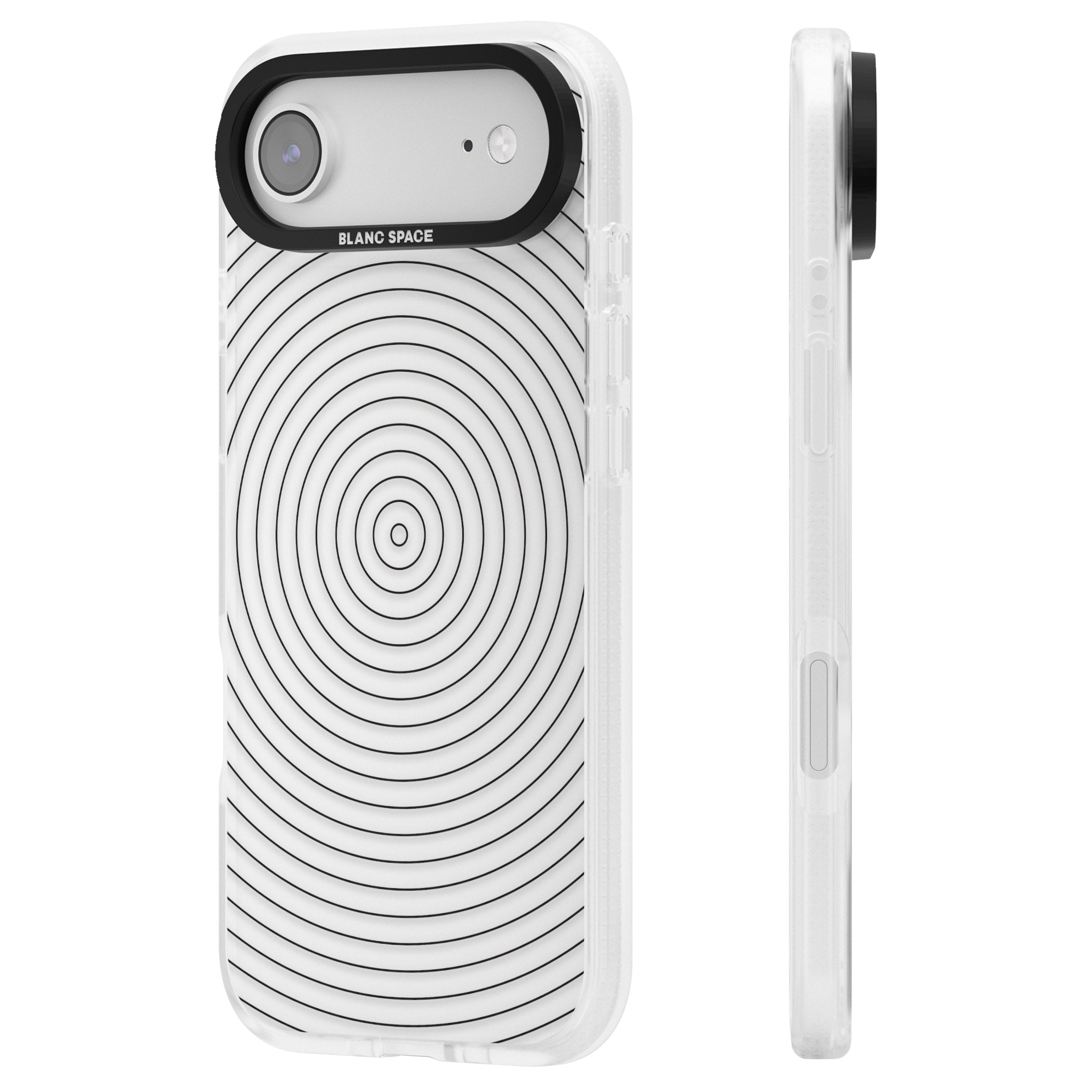 Concentric Lines: Monochrome Vibes iPhone 17 Air Impact Air Clear Phone Case Side Profile