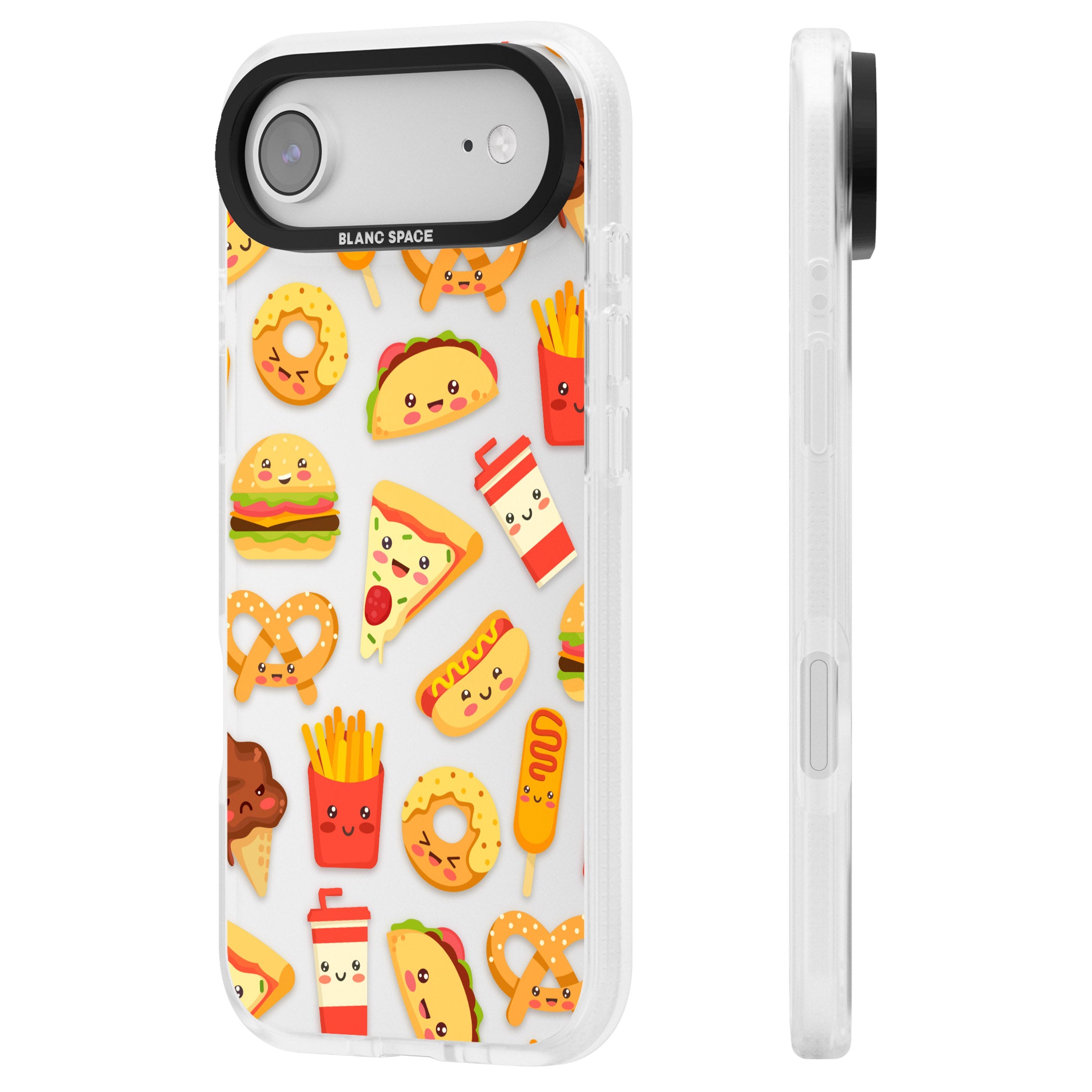 Fast Food Patterns Kawaii Fast Food Mix iPhone 17 Air Impact Air Clear Phone Case Side Profile