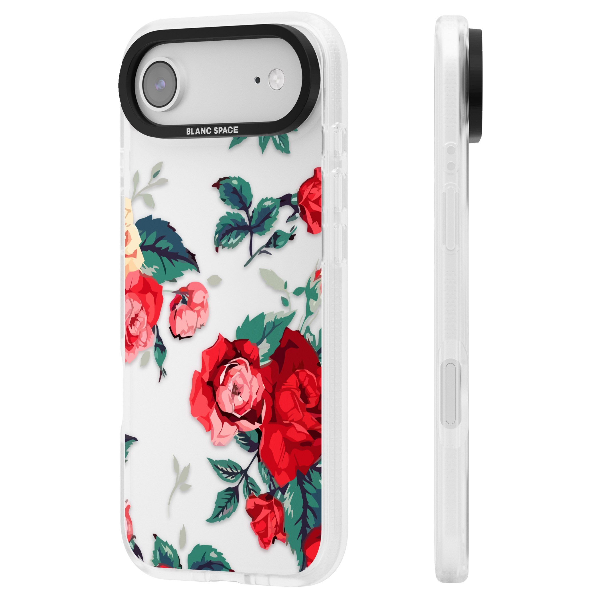 Rose Pattern iPhone 17 Air Impact Air Clear Phone Case Side Profile