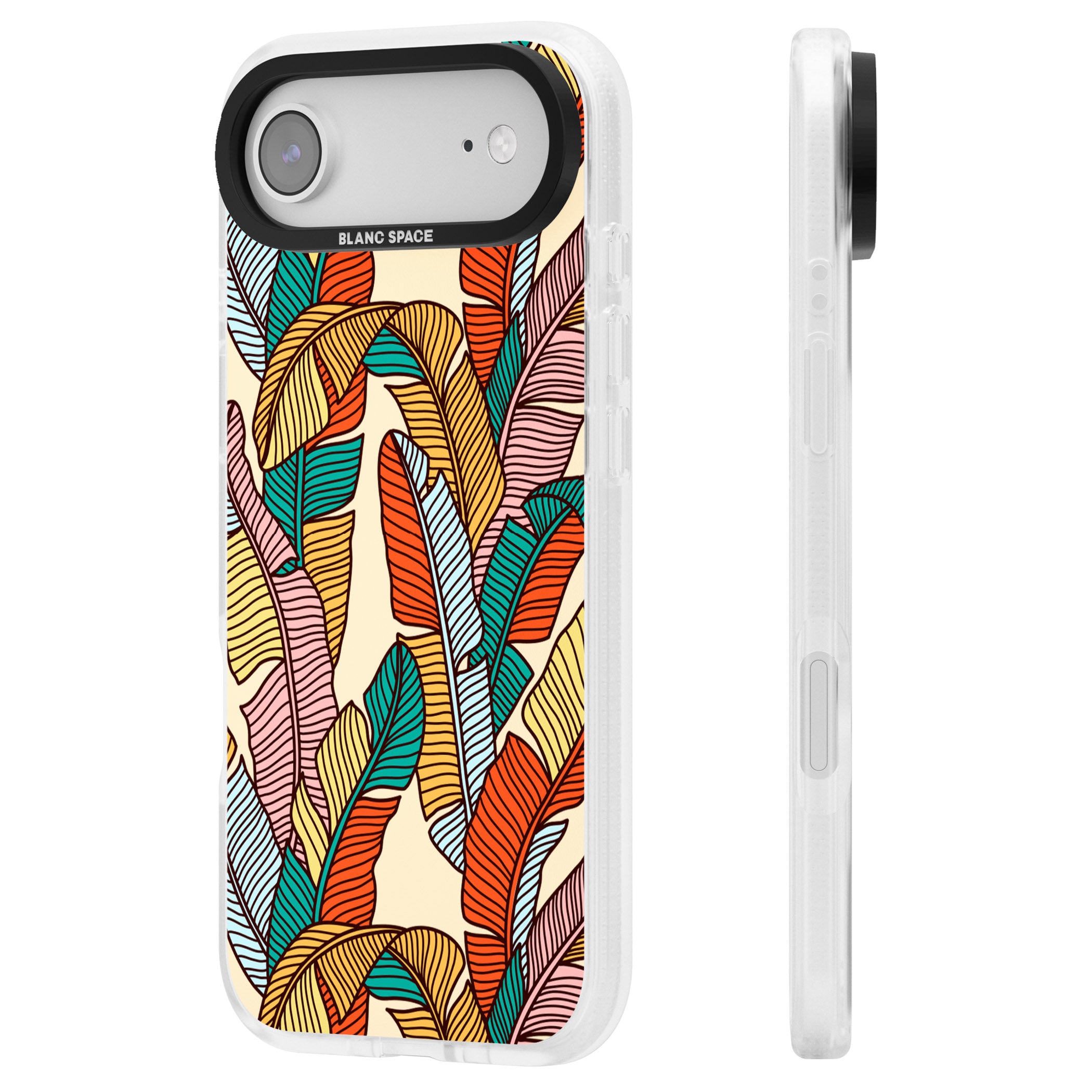 Pastel Palm Leaves iPhone 17 Air Impact Air Clear Phone Case Side Profile