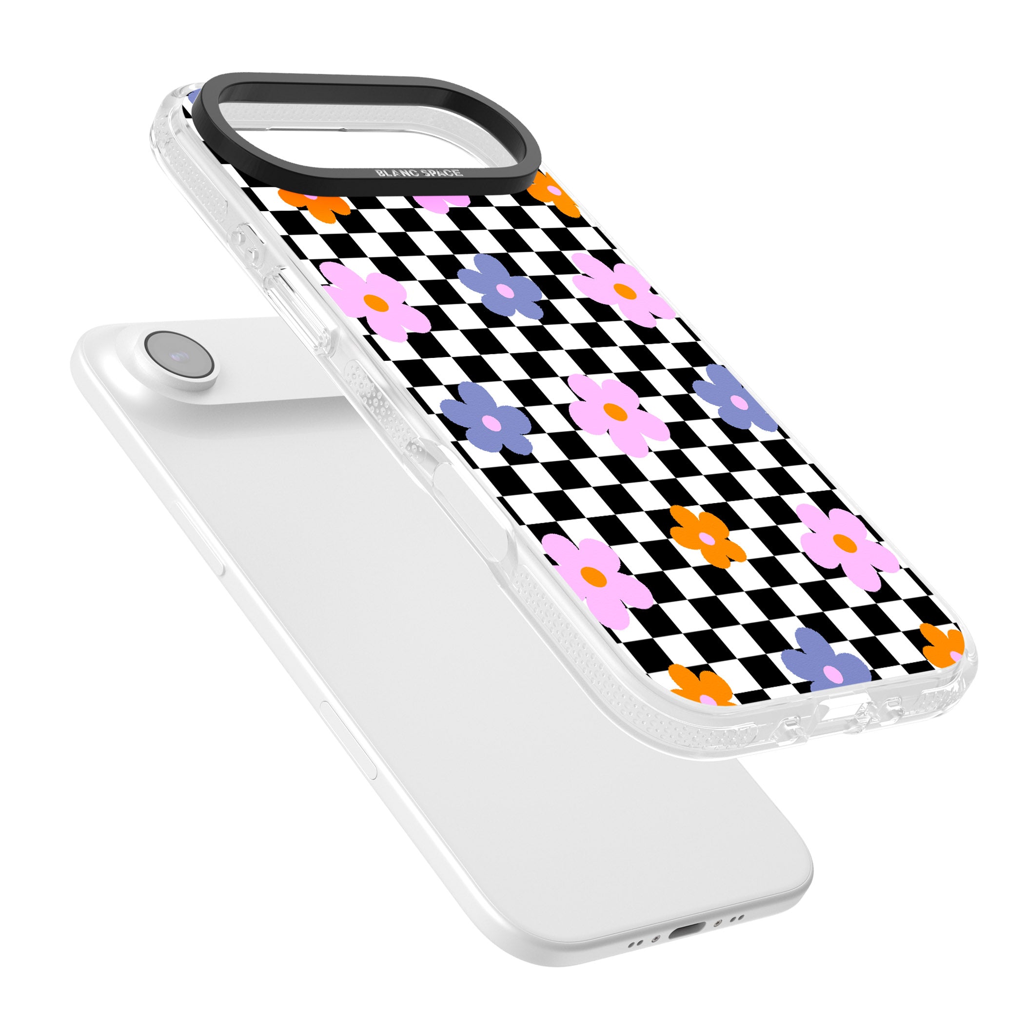 Checkered Blossom iPhone 17 Air Impact Air Clear Phone Case Colours