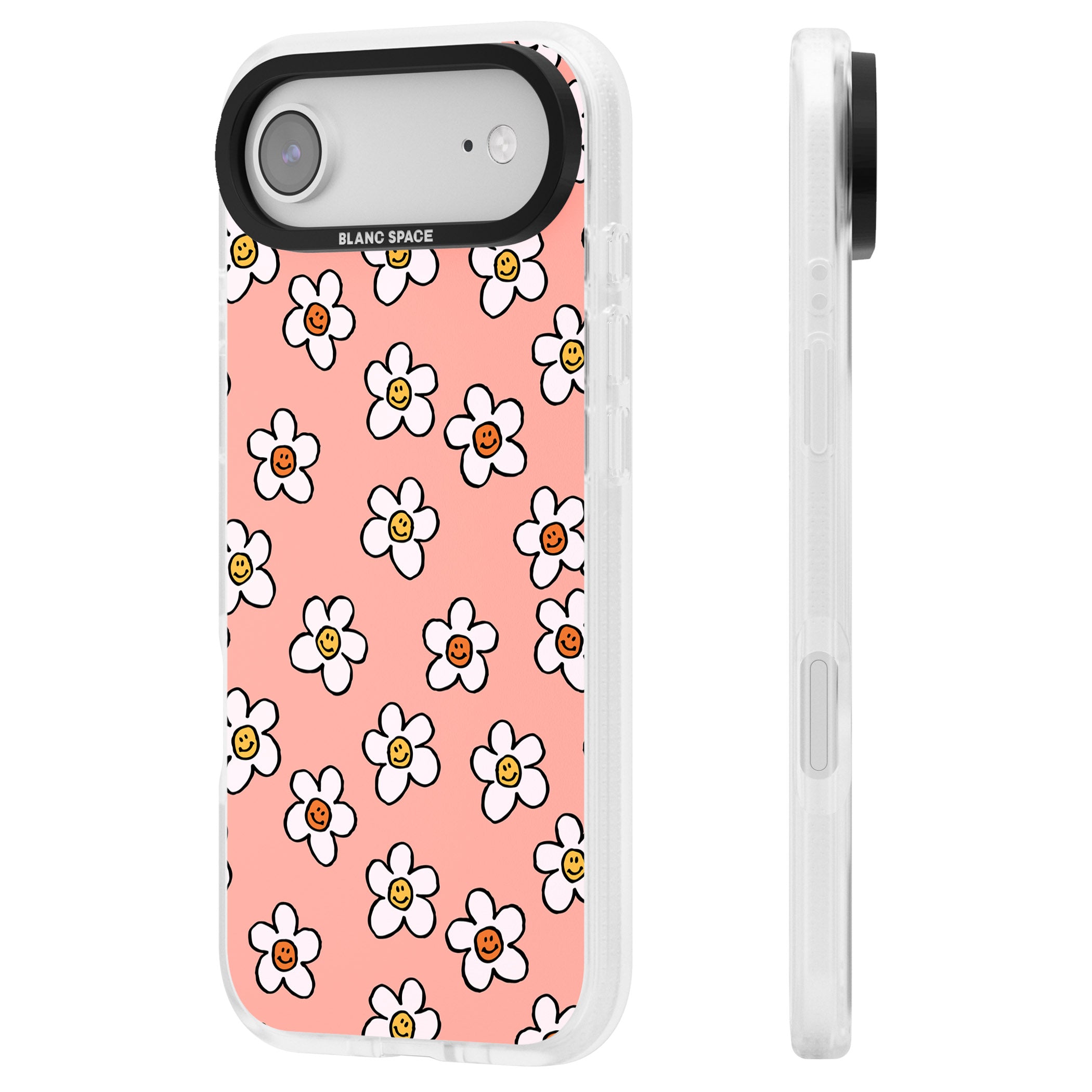 Peachy Daisy Smiles iPhone 17 Air Impact Air Clear Phone Case Side Profile