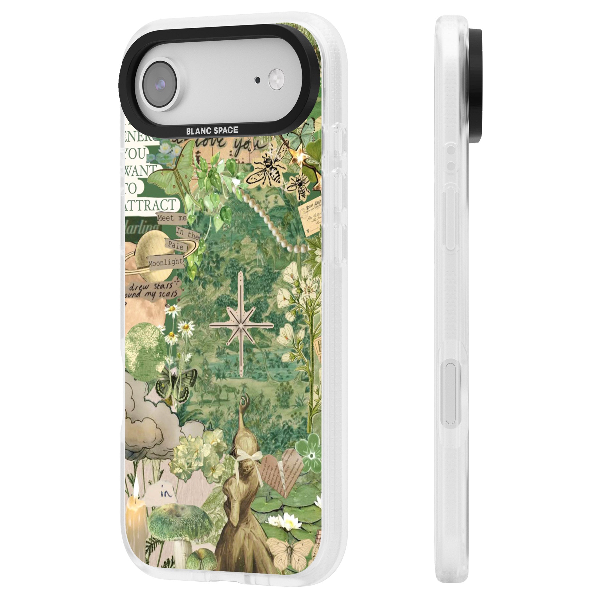 Green Vintage Collage iPhone 17 Air Impact Air Clear Phone Case Side Profile
