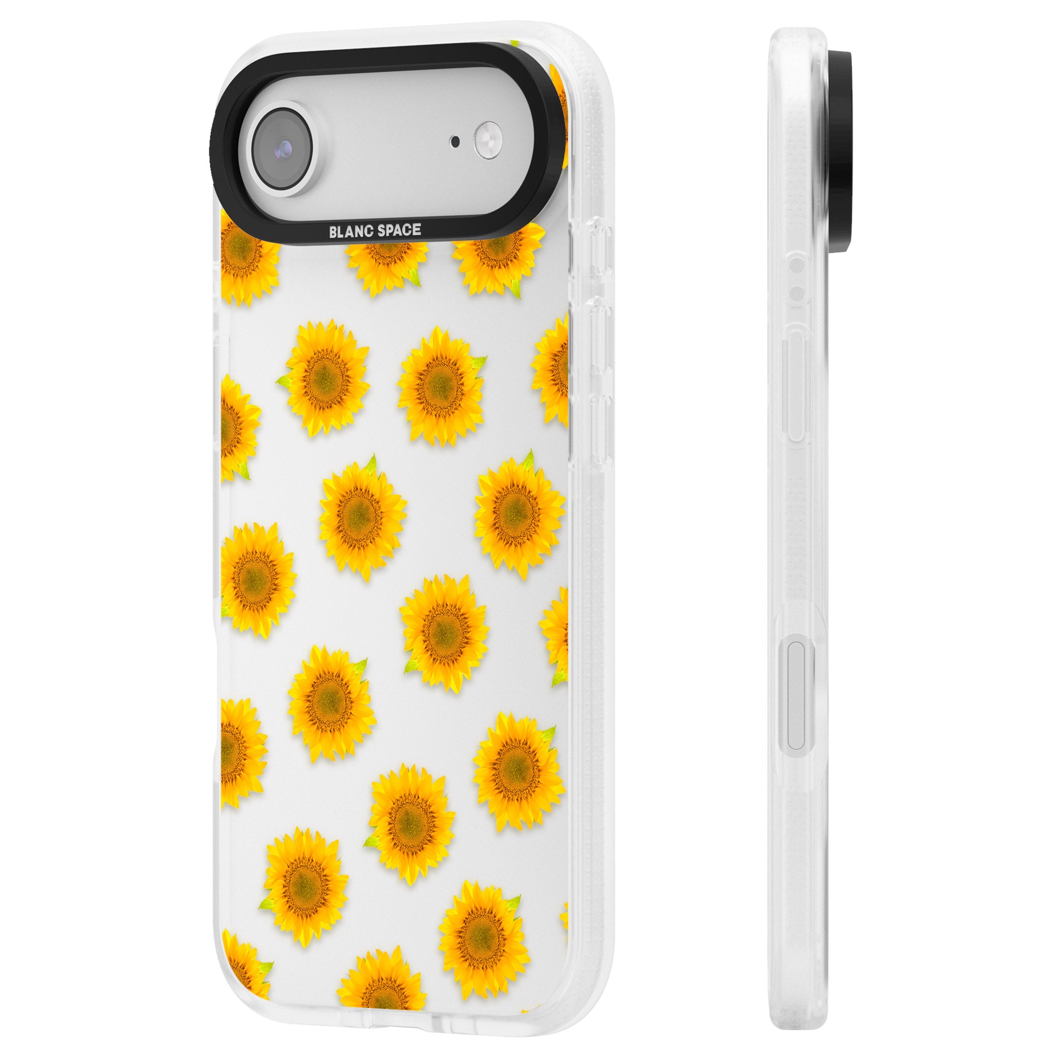Sunflower Flourish iPhone 17 Air Impact Air Clear Phone Case Side Profile