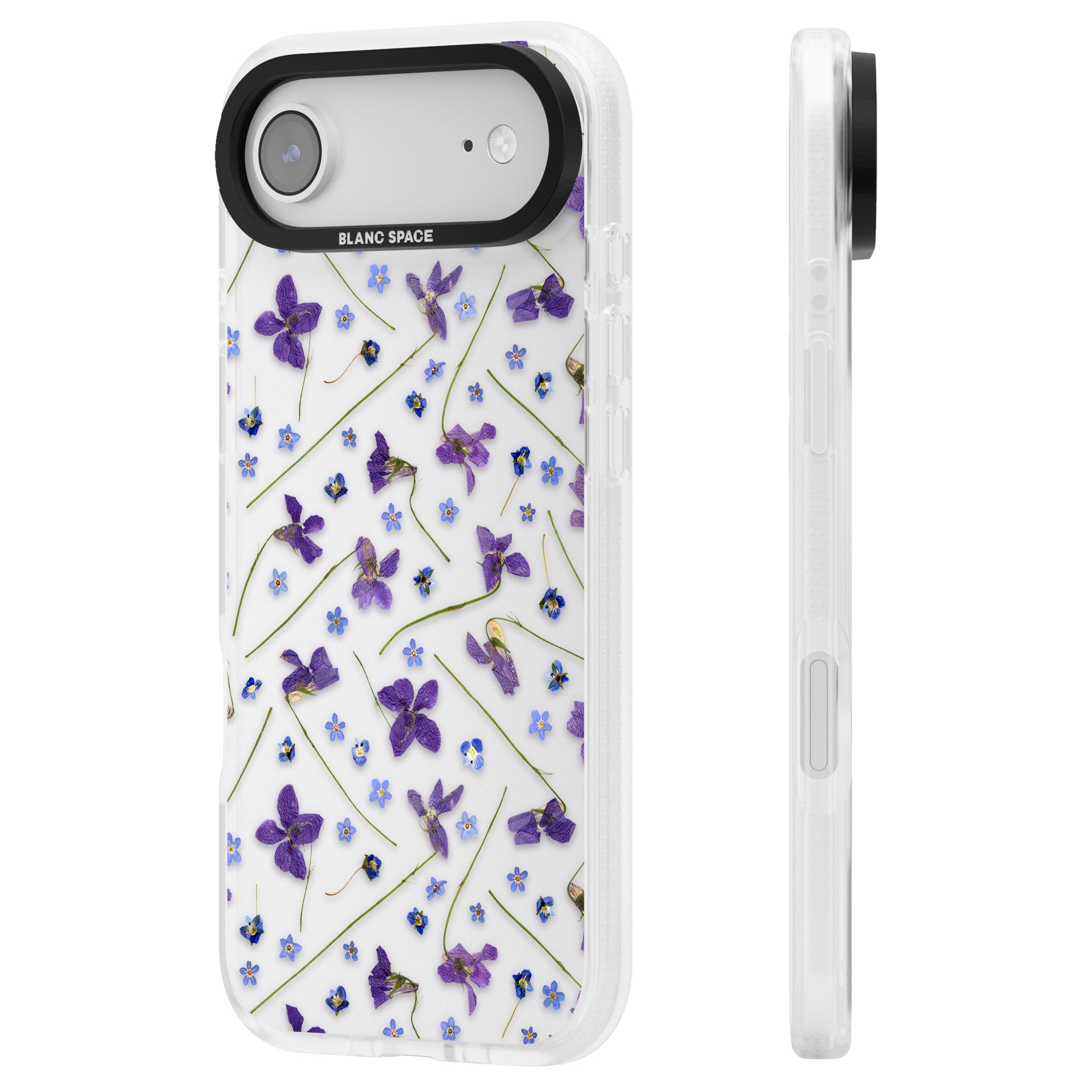 Pressed Violet Flower iPhone 17 Air Impact Air Clear Phone Case Side Profile