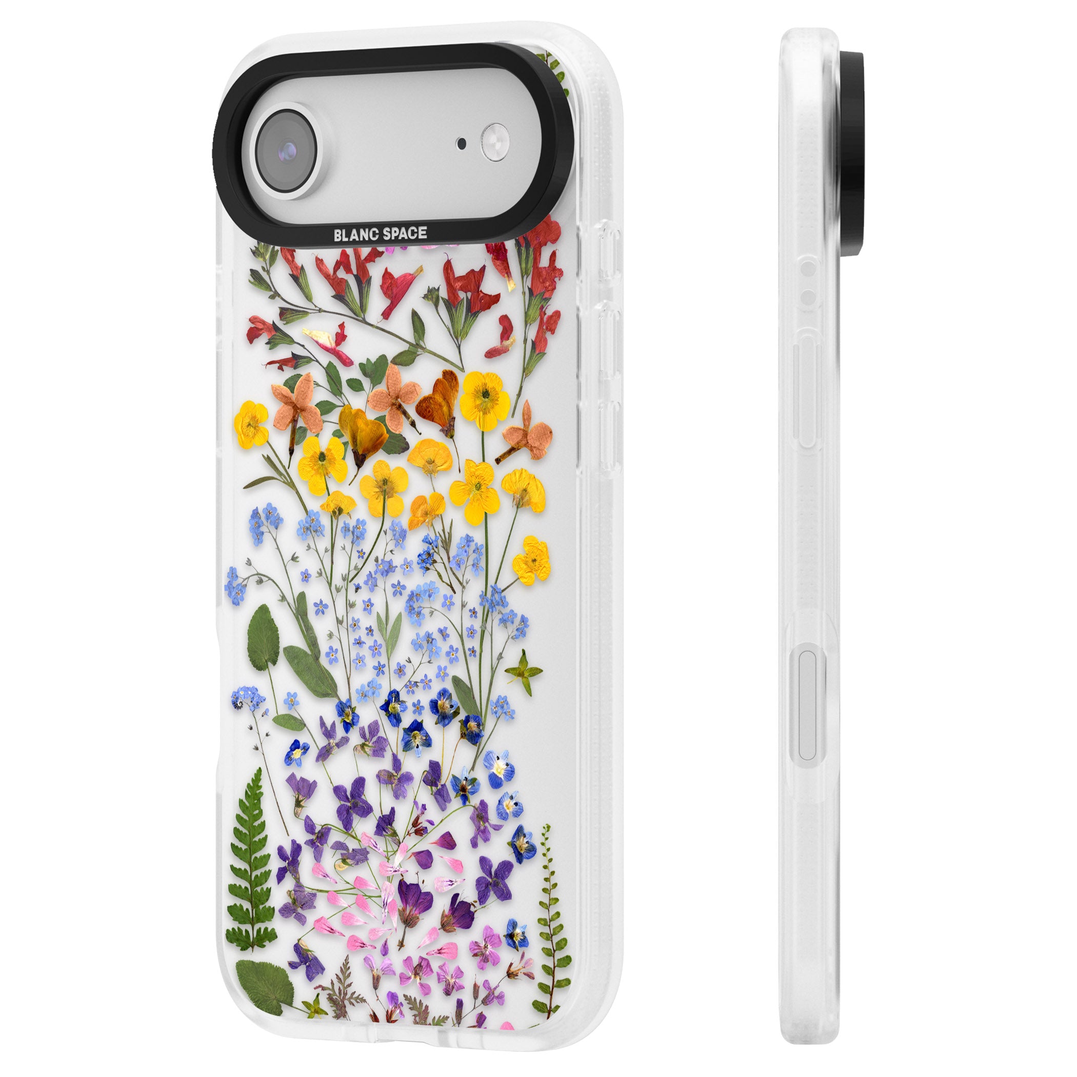 Pressed Wildflower Stripe iPhone 17 Air Impact Air Clear Phone Case Side Profile