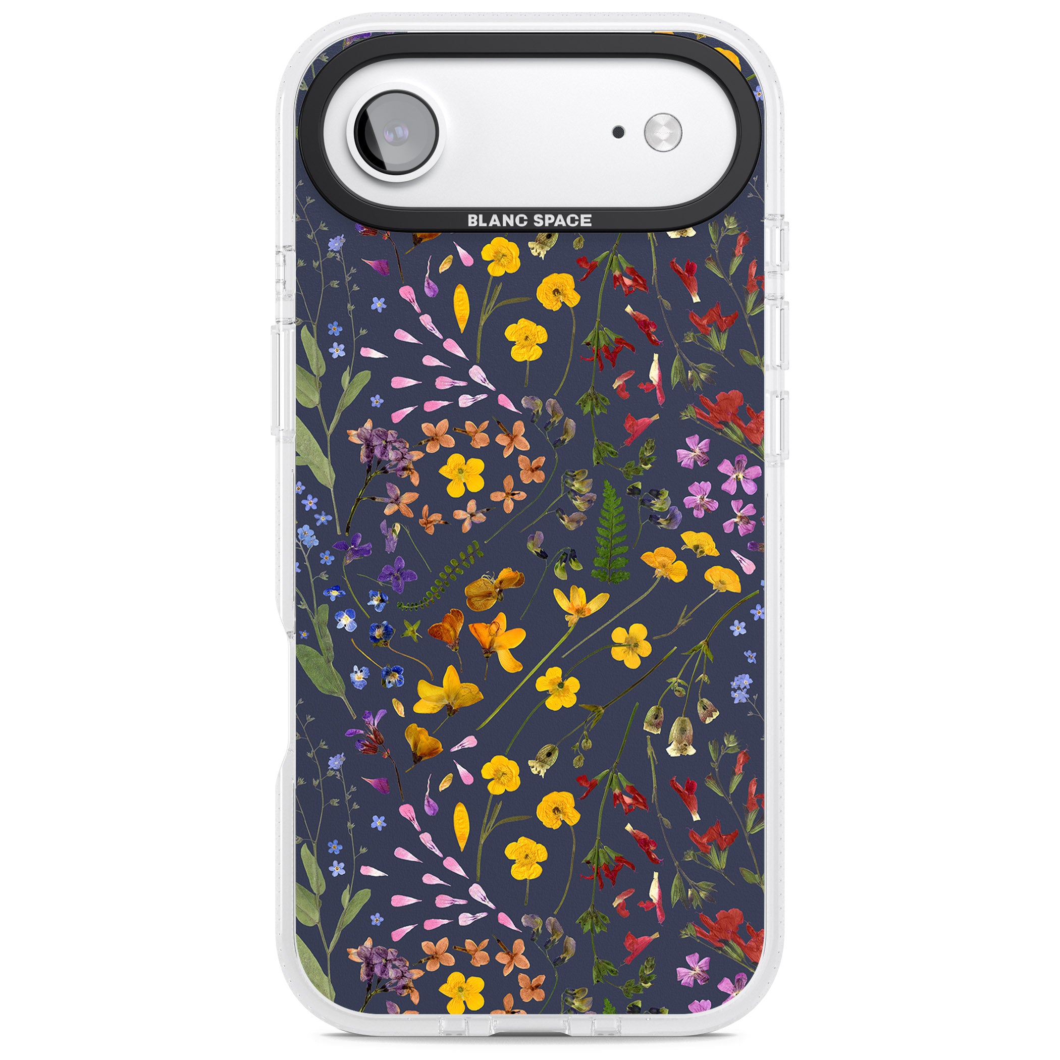 Wildflower Leaves Cluster Navy iPhone 17 Air Impact Air Clear Phone Case