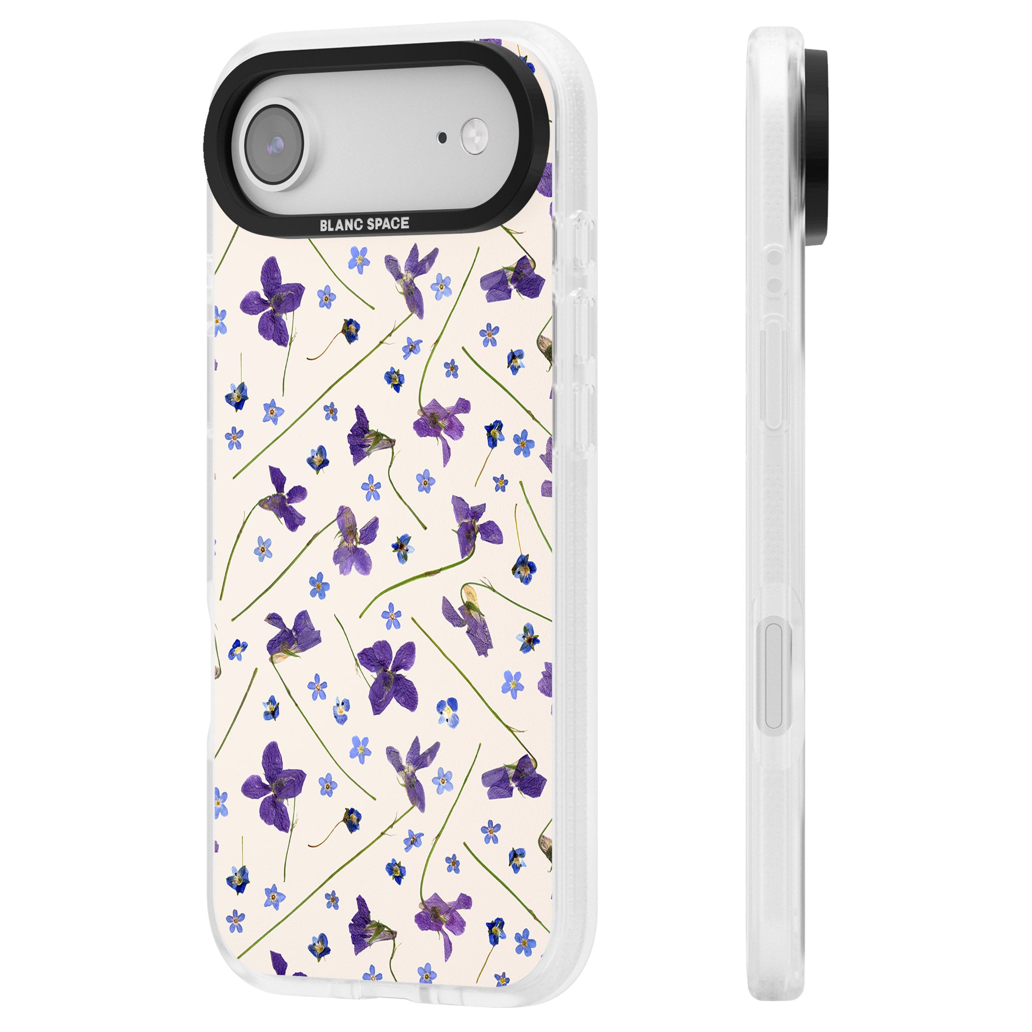 Violet Floral Dream Cream iPhone 17 Air Impact Air Clear Phone Case Side Profile