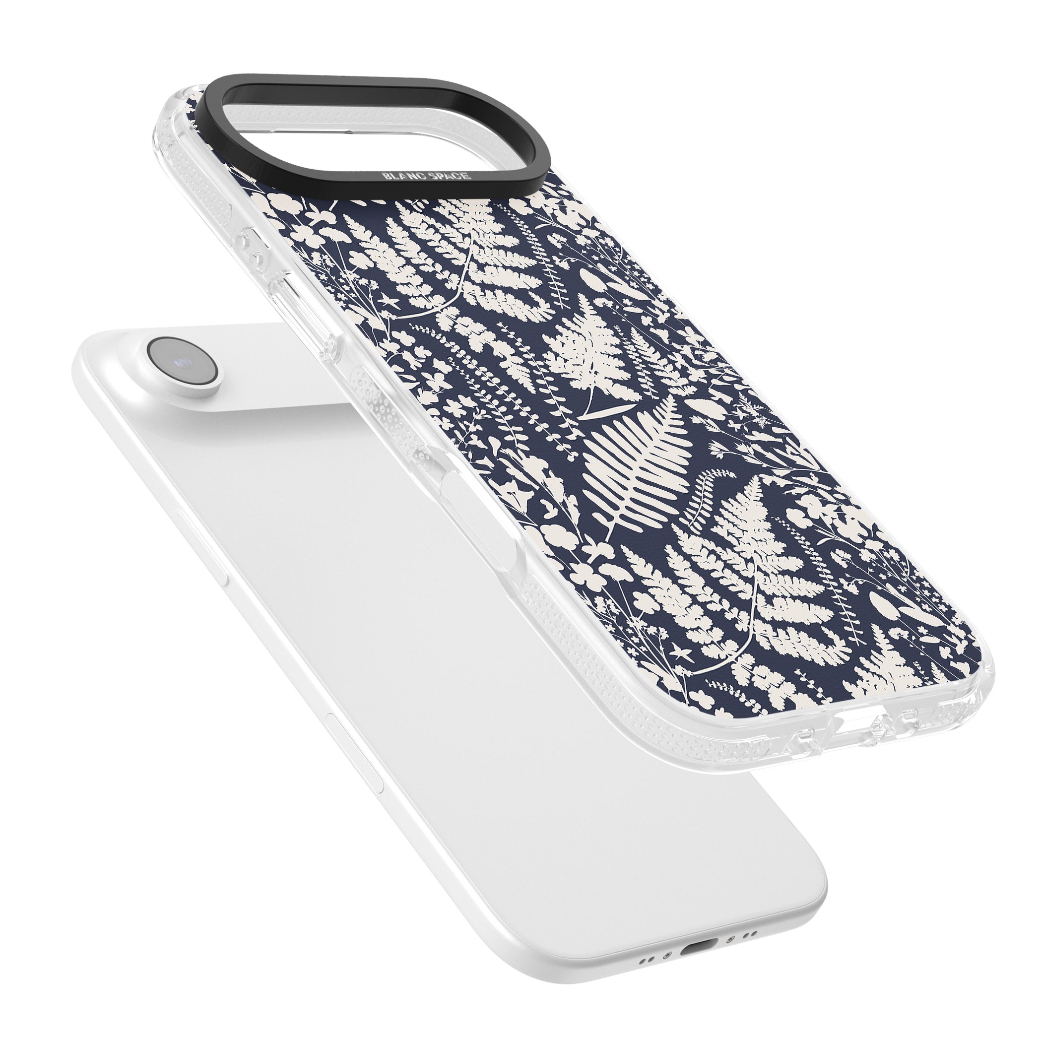 Wildflowers & Ferns On Navy iPhone 17 Air Impact Air Clear Phone Case Colours